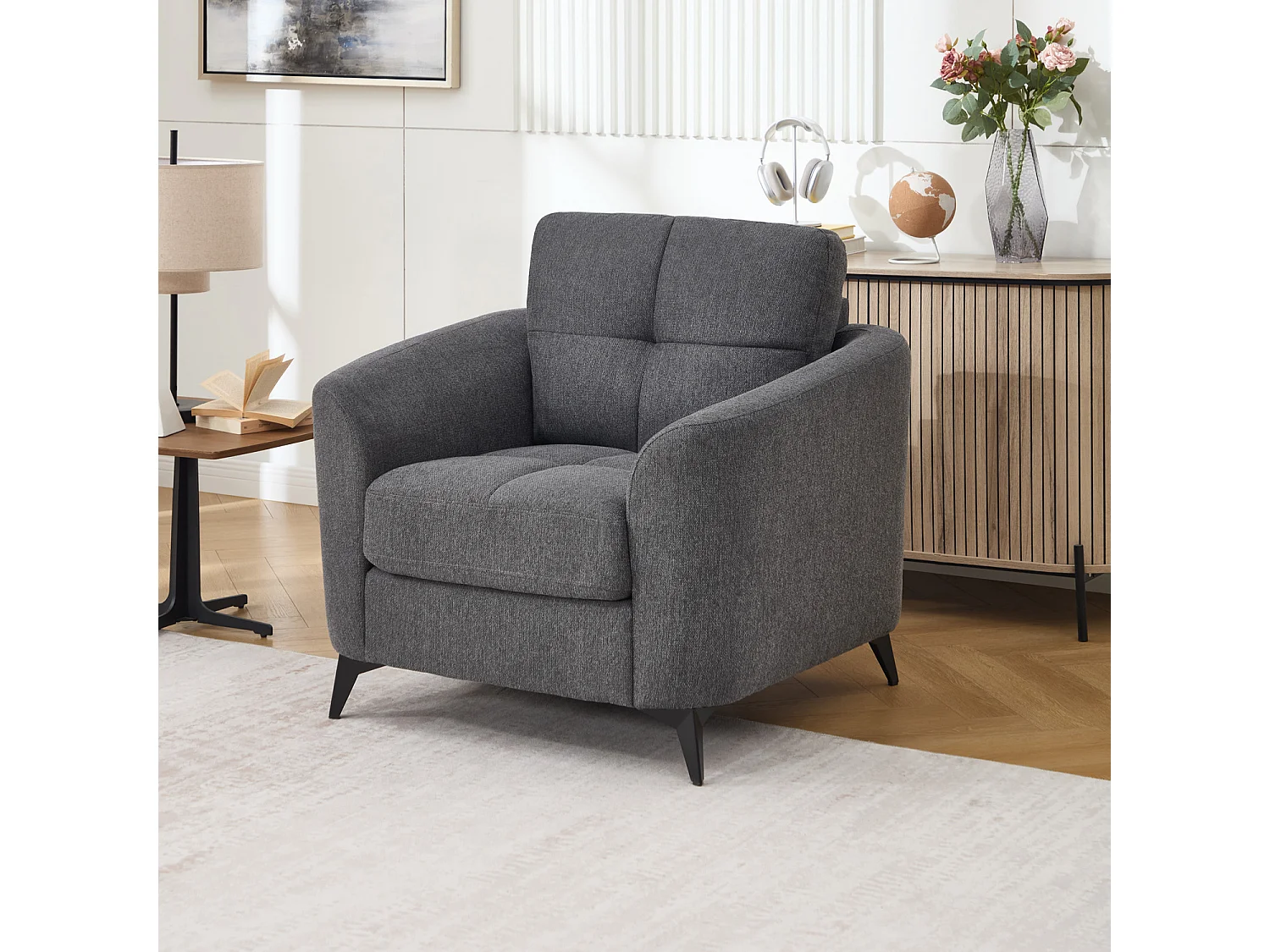 Solna Modern Scandi Style Fabric Living Room Chair