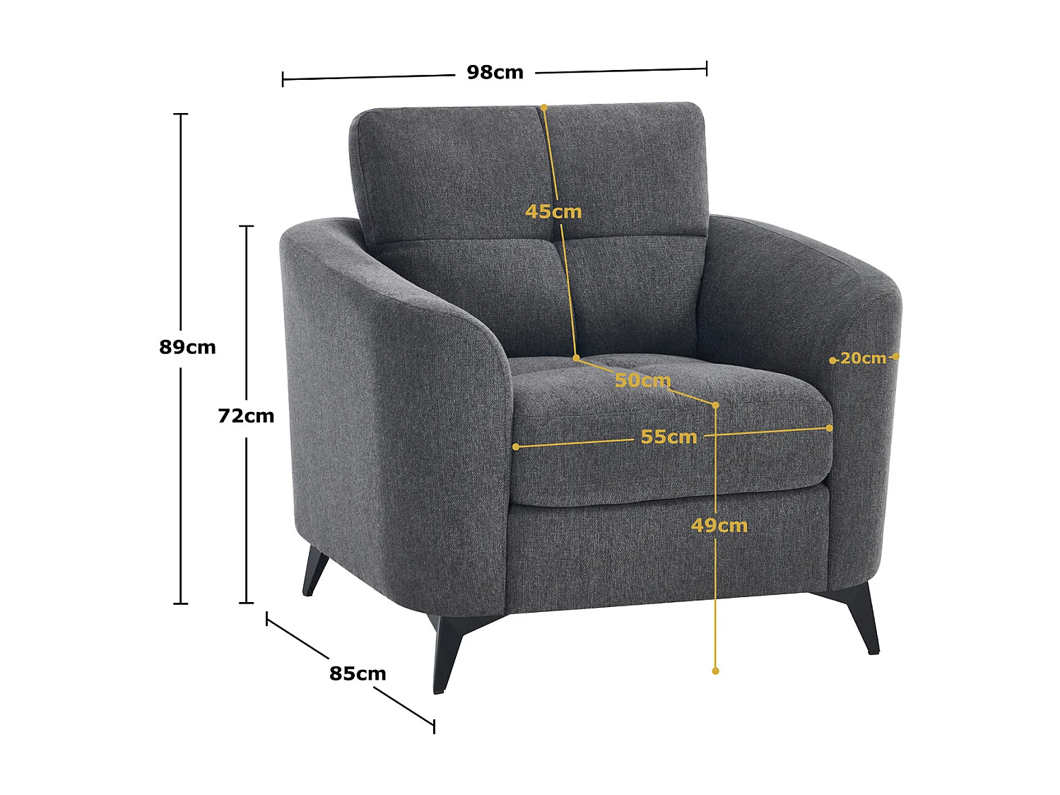 Solna Modern Scandi Style Fabric Living Room Chair