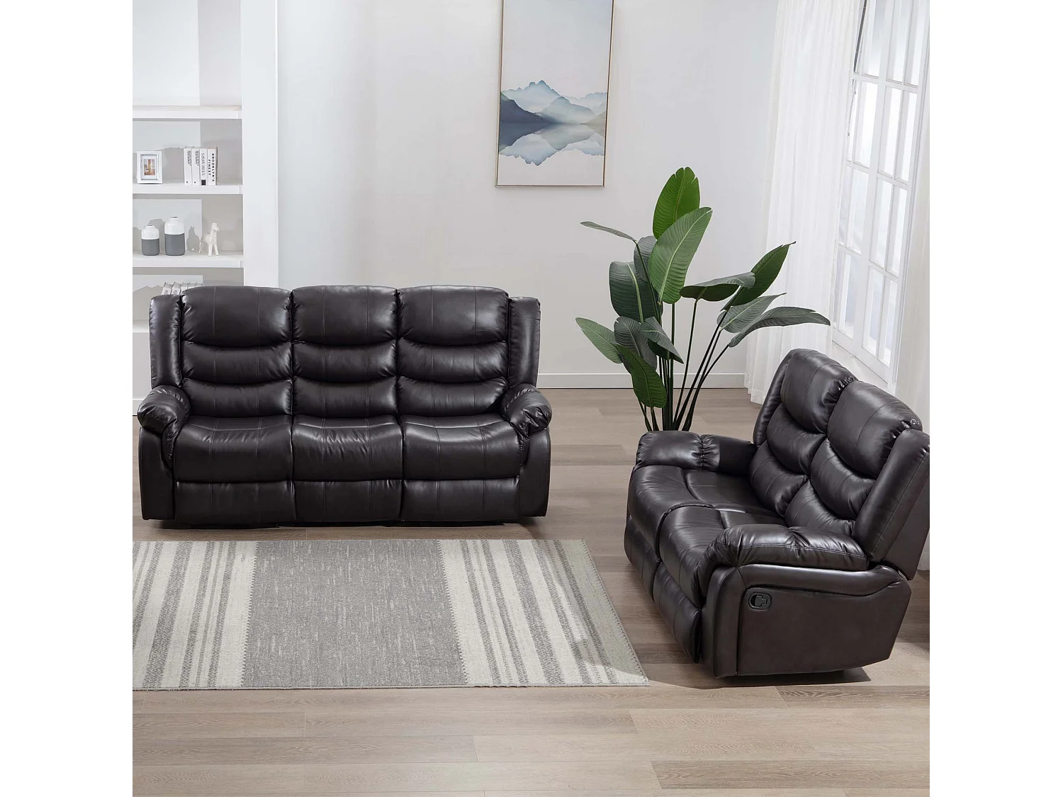 Seattle Manual Recliner Bonded Leather 2+3 Seater Sofa Set