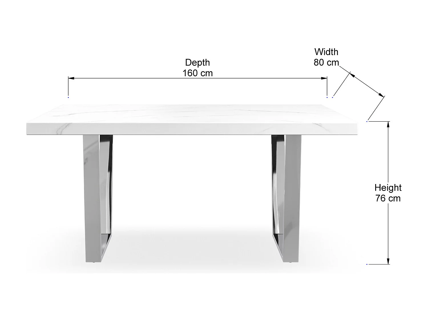 Aria 4-6 Seater Dining Table w Chrome Legs