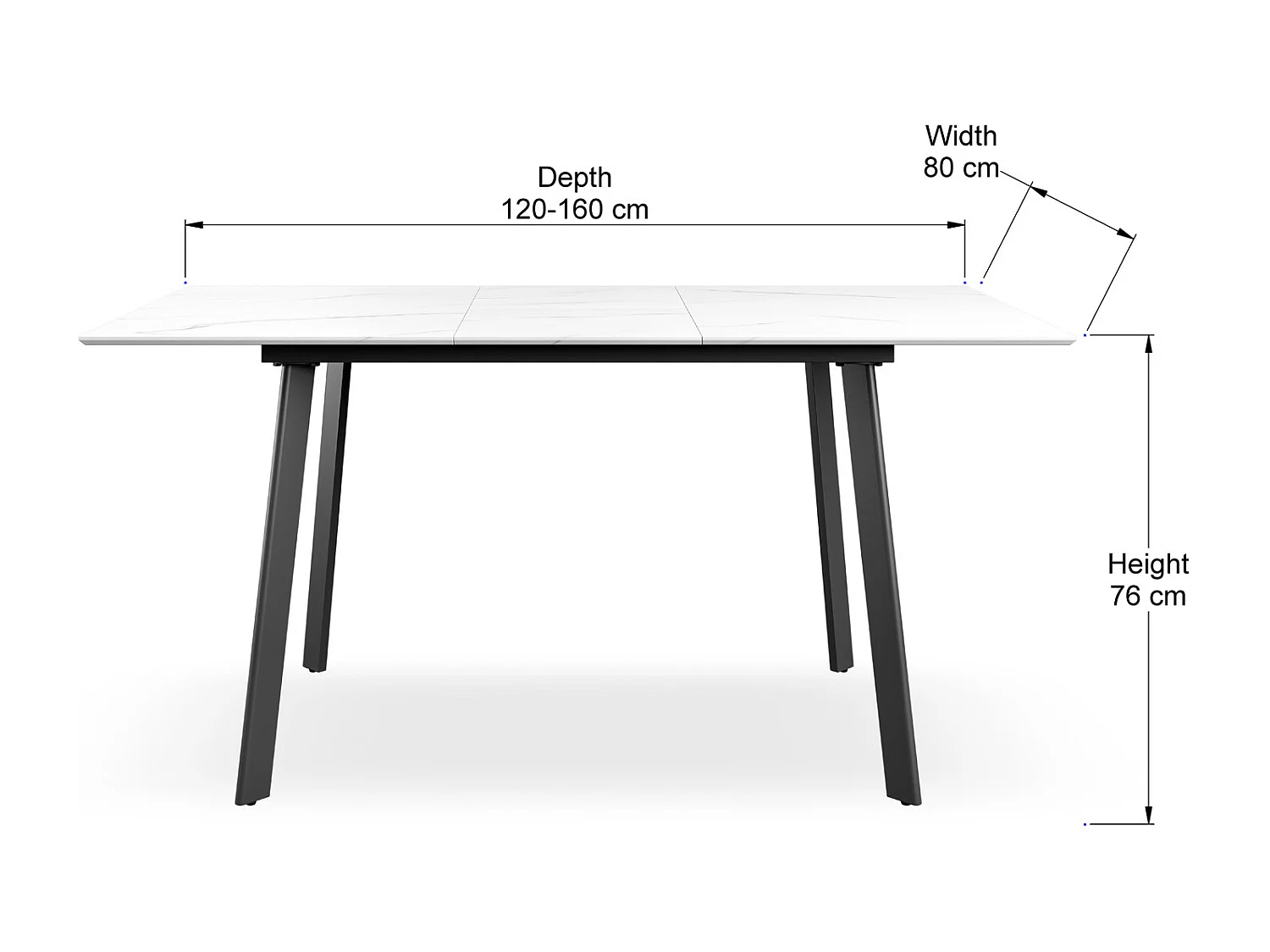 Haydon Extending Dining Table 4-6 Seater w Black Legs