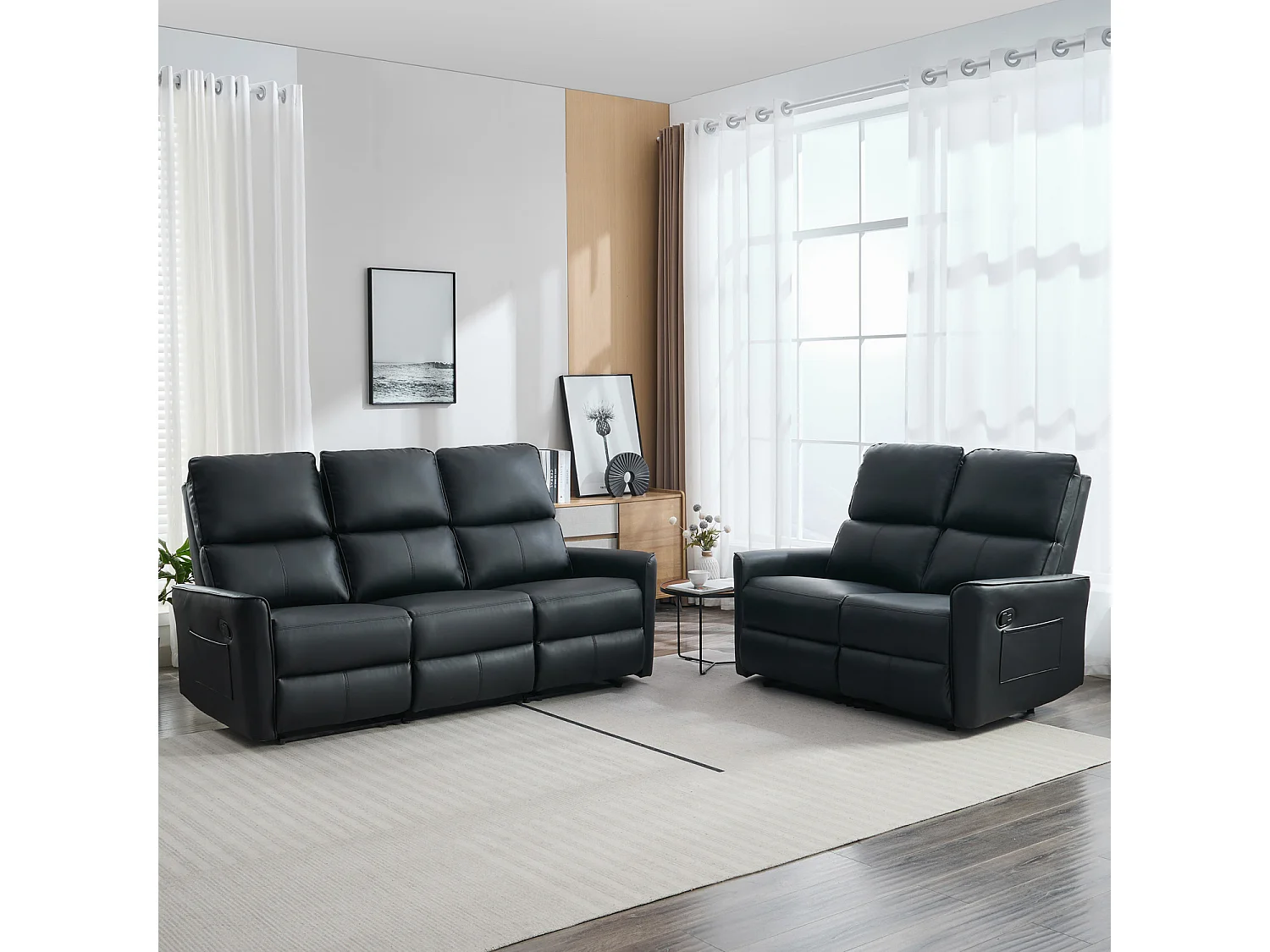 Madrid 2+3 Seater Manual Air Leather Recliner Sofa Set