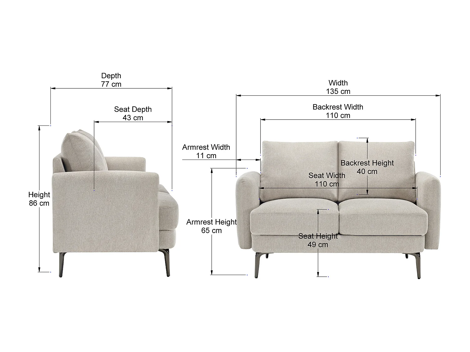 Sofia 2 Seater Fabric Sofa