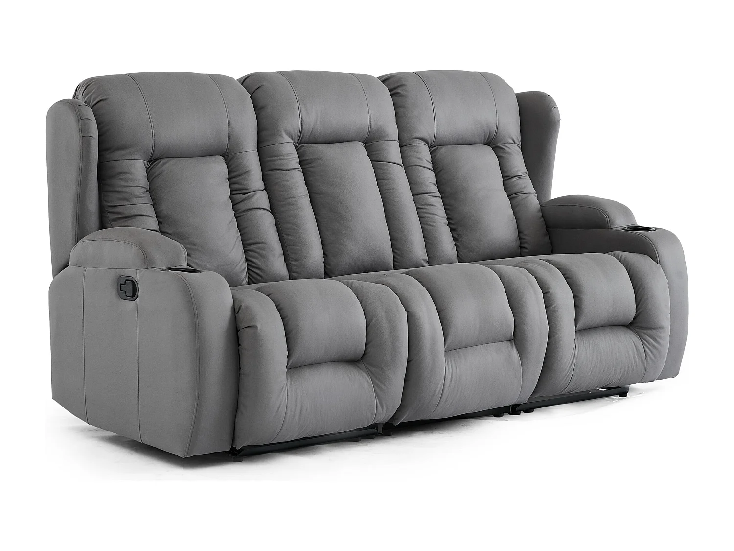 Caesar 2+3 Seater Grey Technology Fabric Modern Manual Recliner Sofa Set W Drinks Console