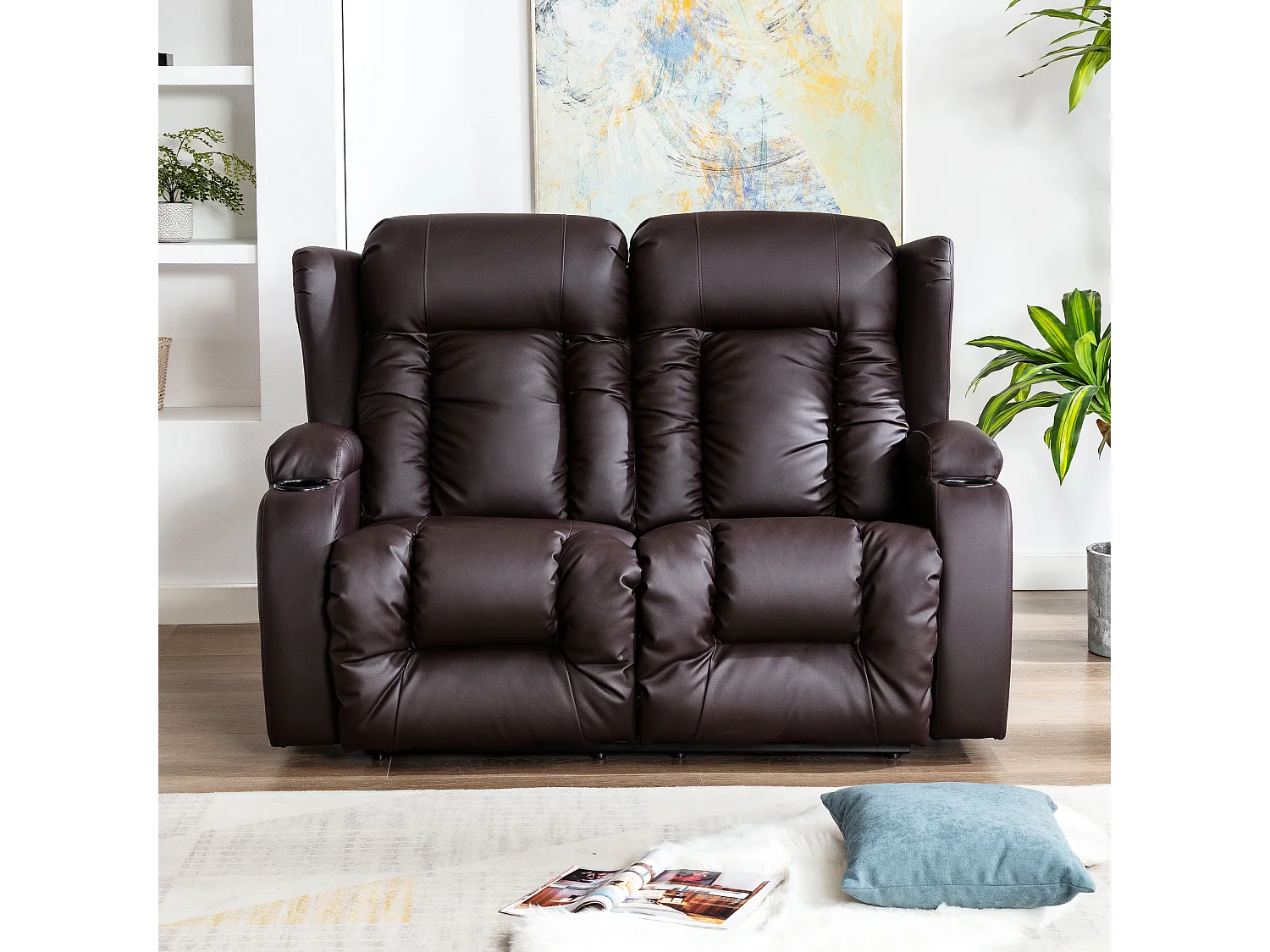 Caesar 2 Seater Electric High Back Bonded Leather Recliner Sofa