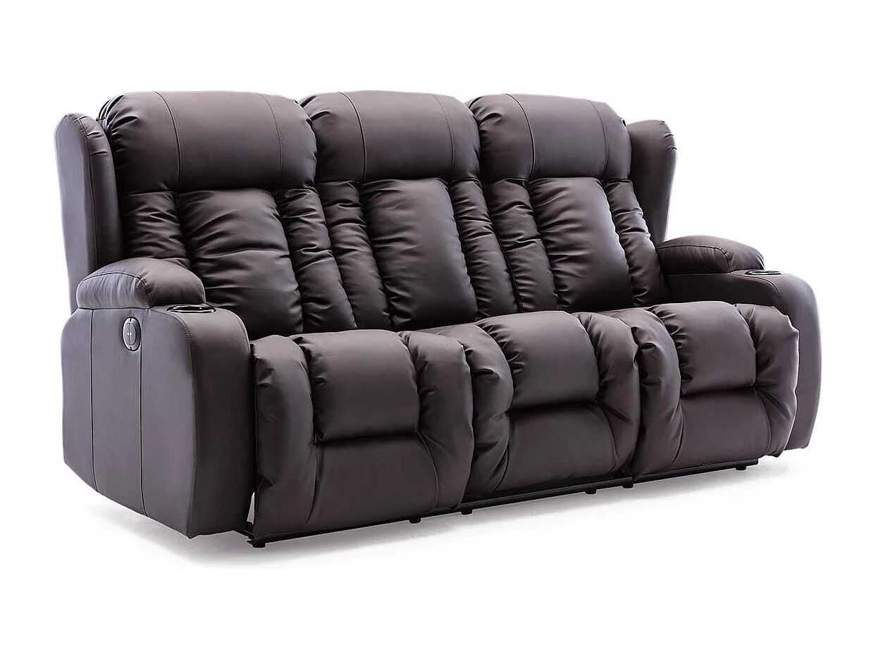 Caesar 3 Seater Electric High Back Bonded Leather Recliner Sofa