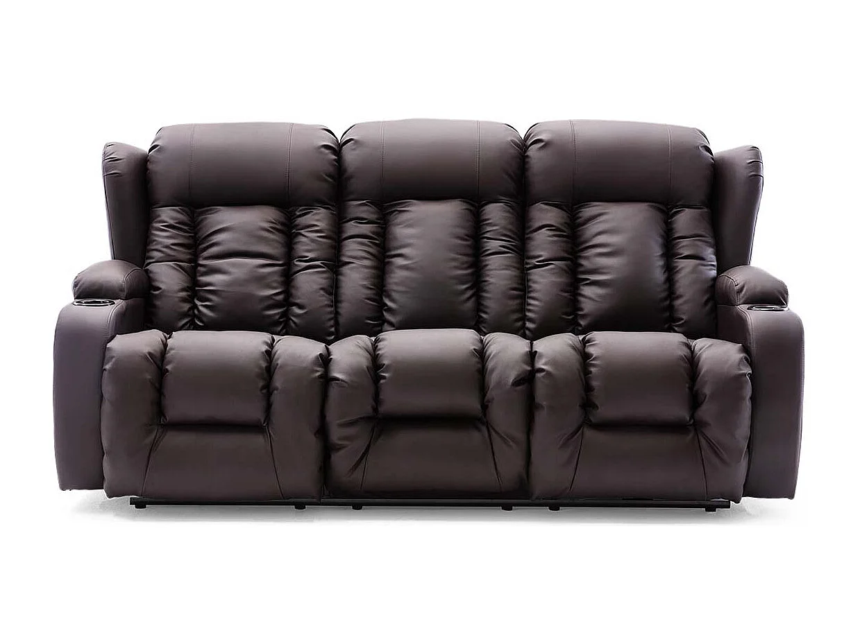 Caesar 3 Seater Electric High Back Bonded Leather Recliner Sofa