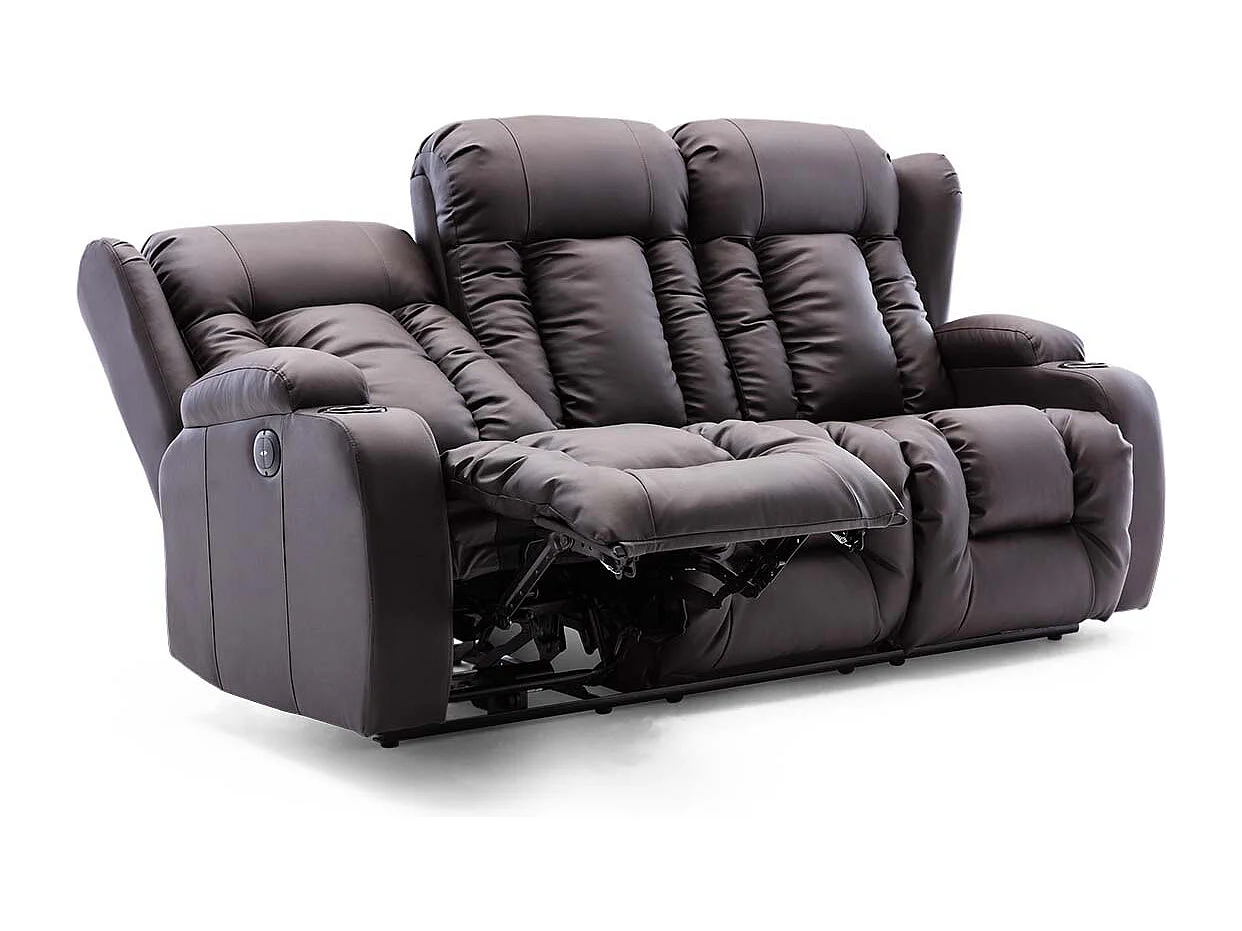 Caesar 3 Seater Electric High Back Bonded Leather Recliner Sofa