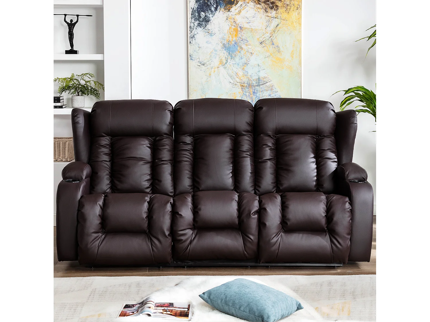 Caesar 3 Seater Electric High Back Bonded Leather Recliner Sofa