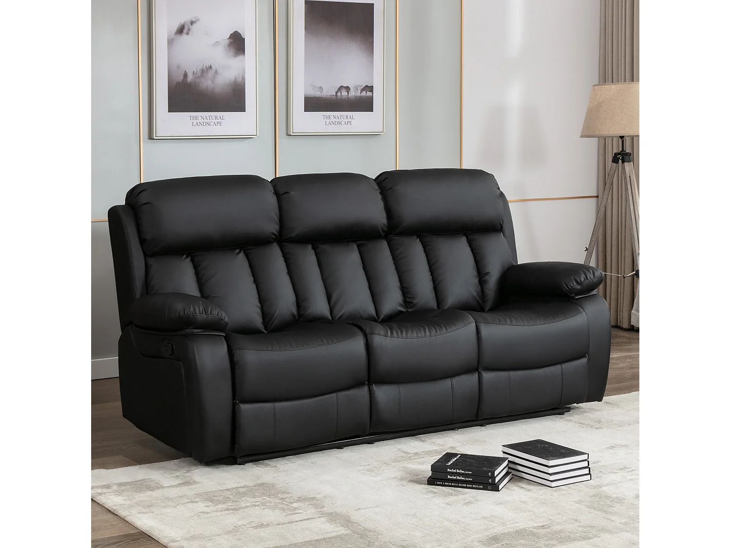 Chester 3 Seater Manual High Back Bonded Leather Recliner Sofa