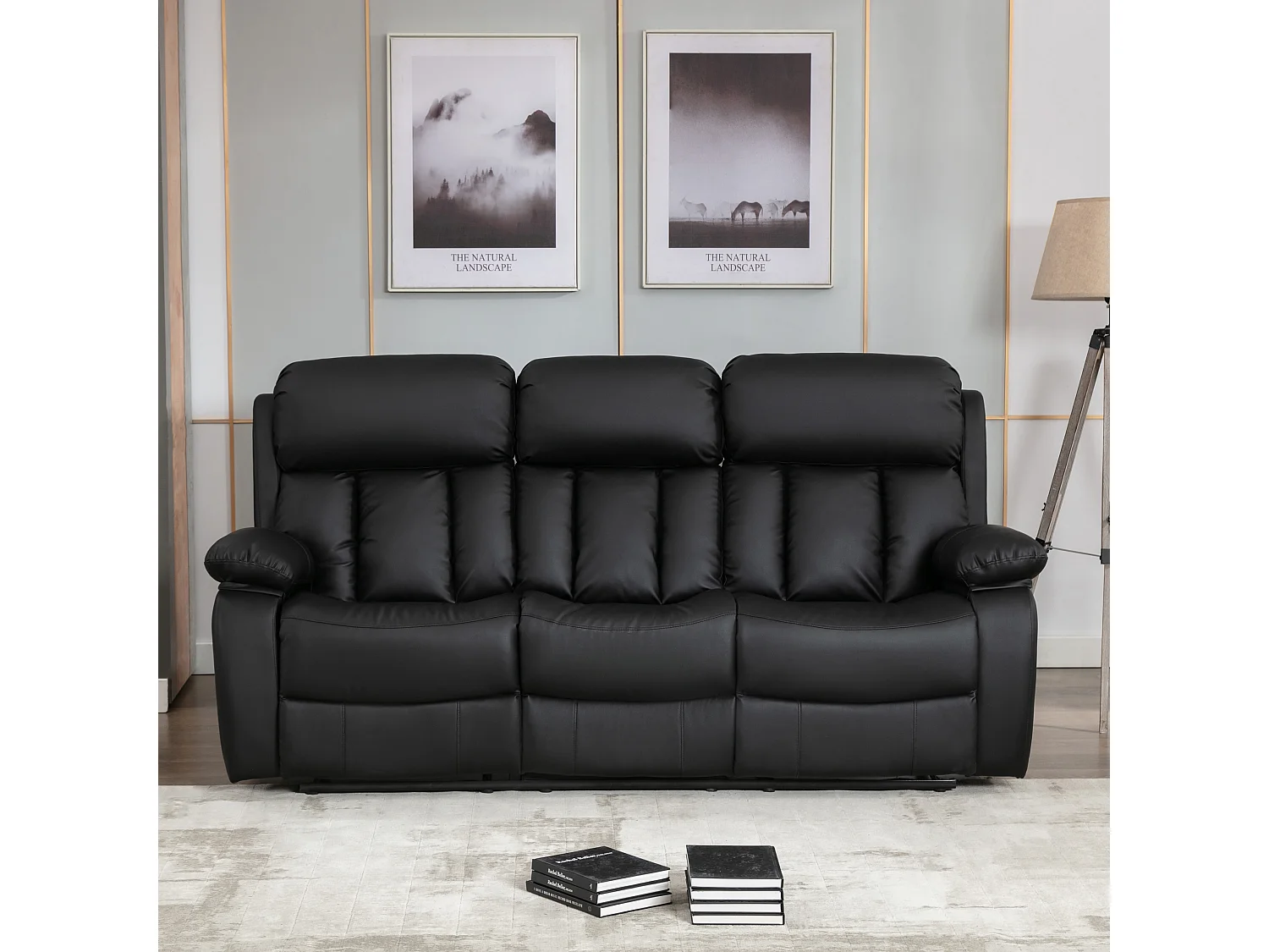Chester 3 Seater Manual High Back Bonded Leather Recliner Sofa