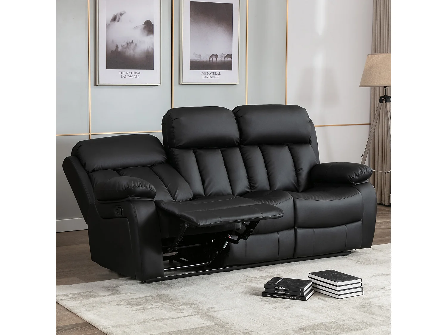 Chester 3 Seater Manual High Back Bonded Leather Recliner Sofa