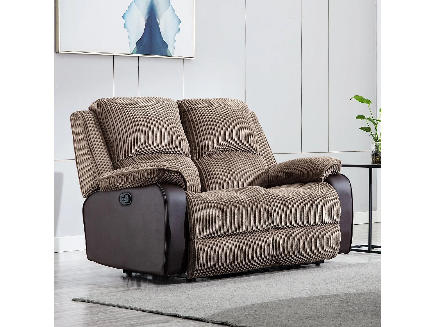 Postana 2 Seater Manual High Back Jumbo Cord Fabric Recliner Sofa