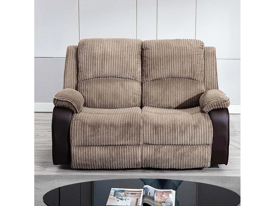 Postana 2 Seater Manual High Back Jumbo Cord Fabric Recliner Sofa