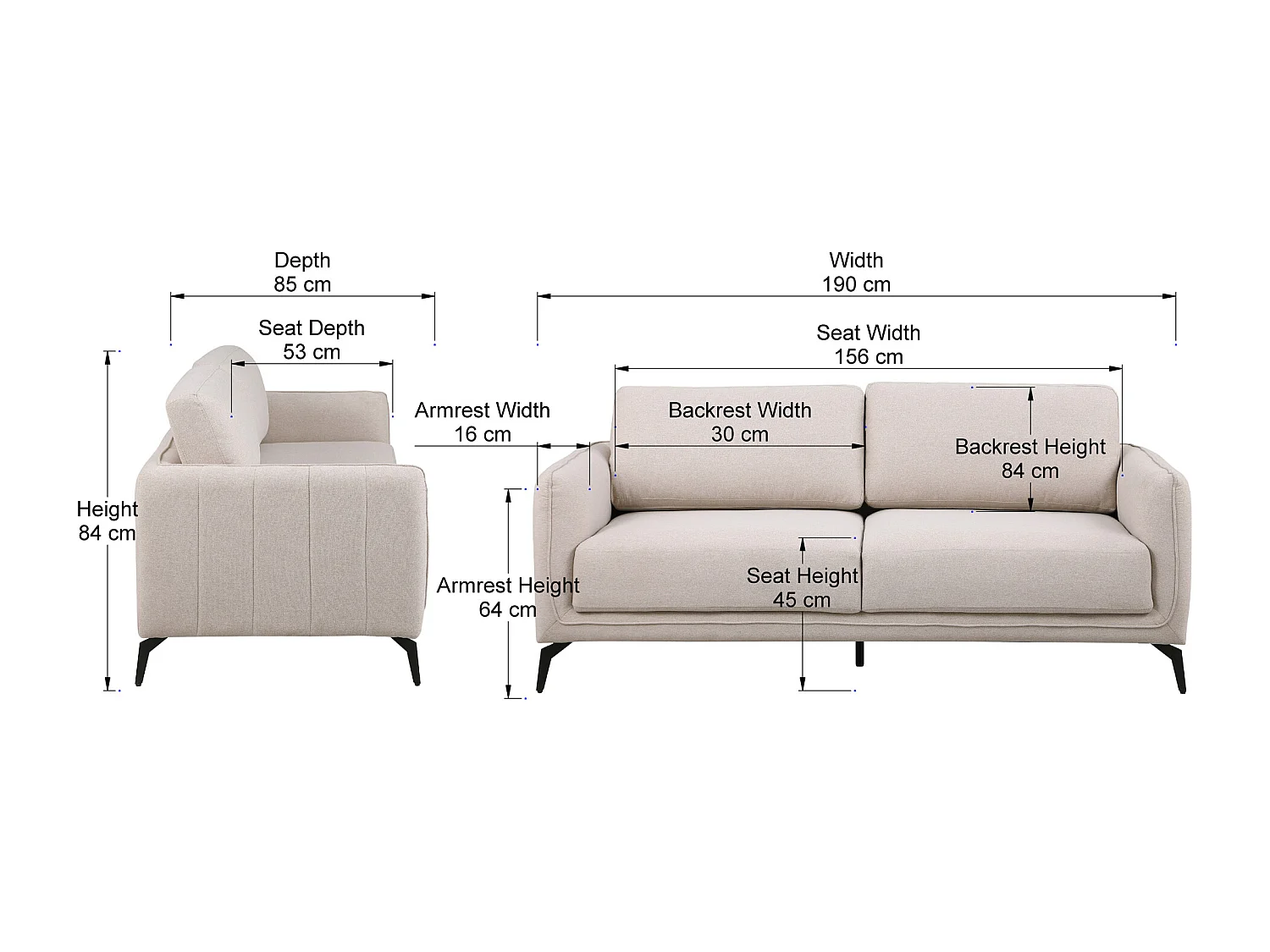 Oslo Modern Scandi Style Fabric Living Room 3 Seater Sofa