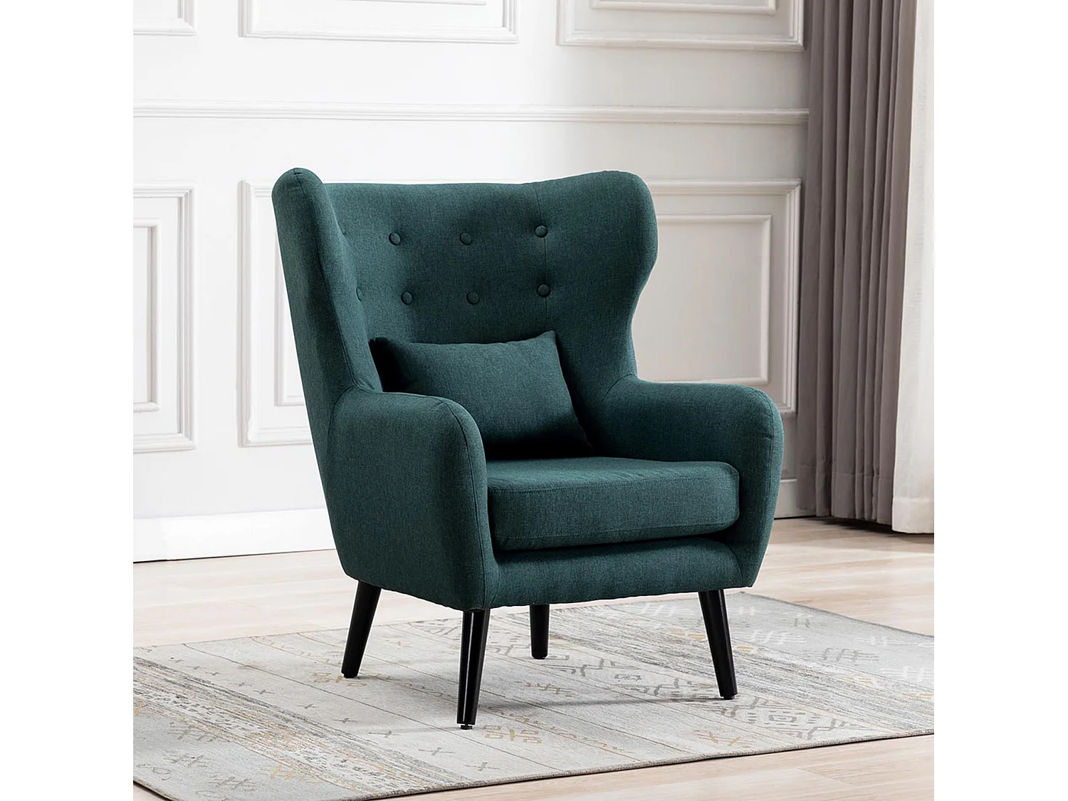 Winslow Wing Back Fabric Occasional Button Back Modern Accent Armchair