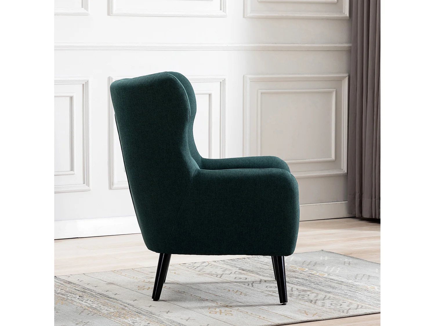Winslow Wing Back Fabric Occasional Button Back Modern Accent Armchair