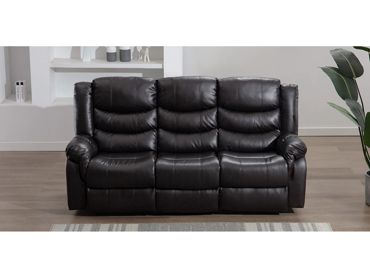 Seattle 3 Seater Electric High Back Bonded Leather Recliner Sofa