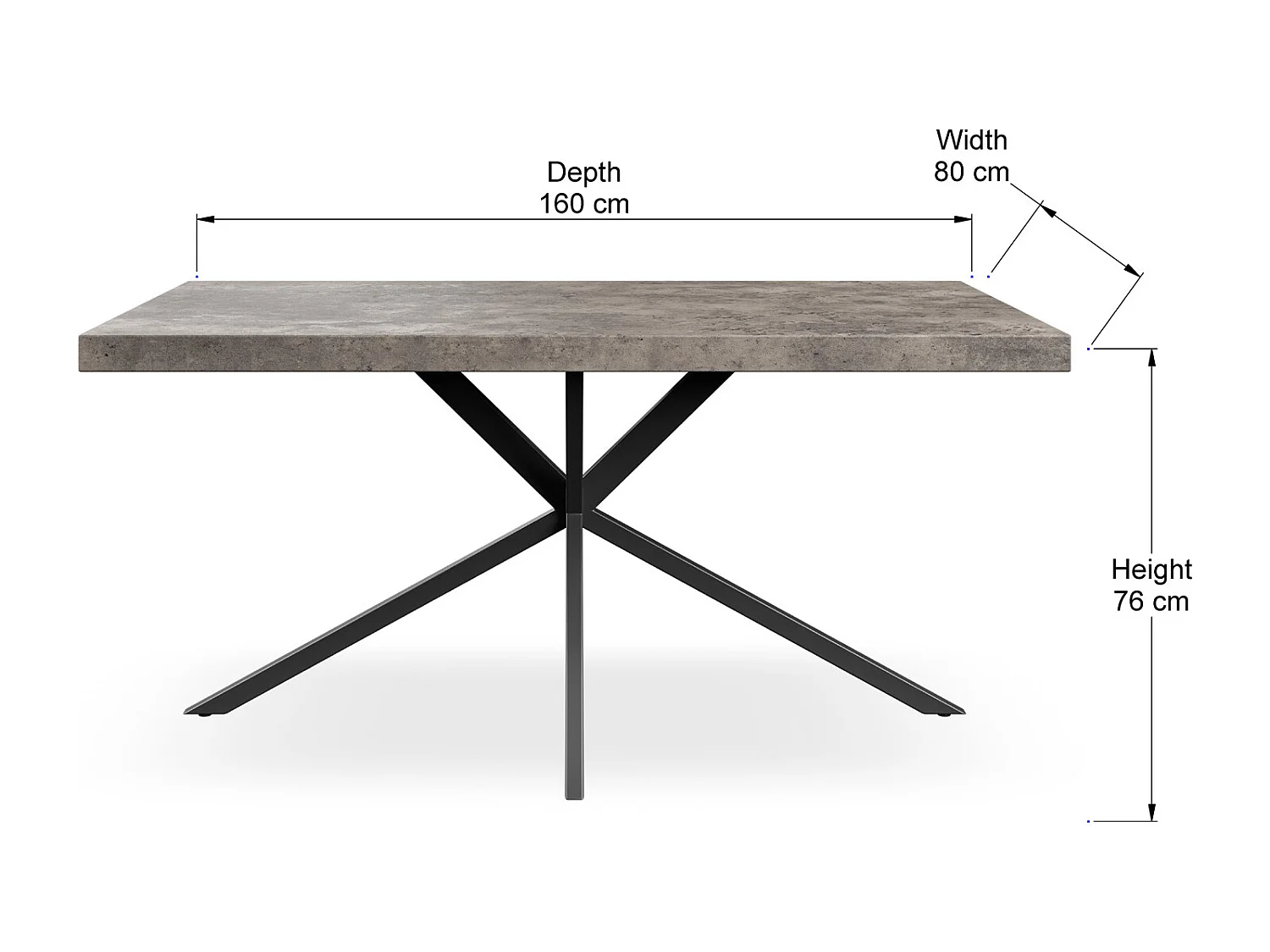 Donni 4-6 Seater Dining Table w Black Legs