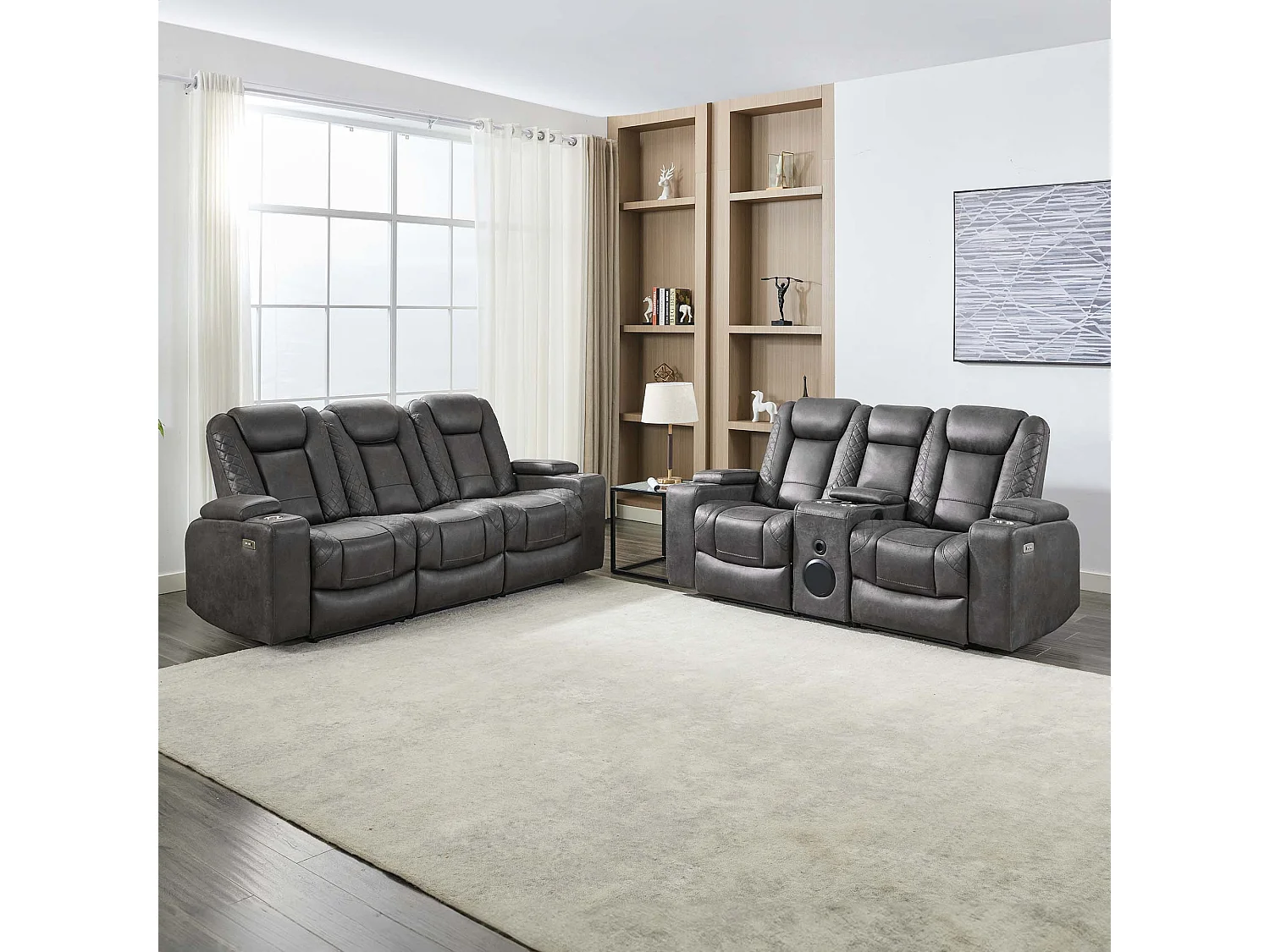Ashton Electric Recliner 2+3 Seater Sofa Set Technology Fabric With Speakers & Usb-C Charging