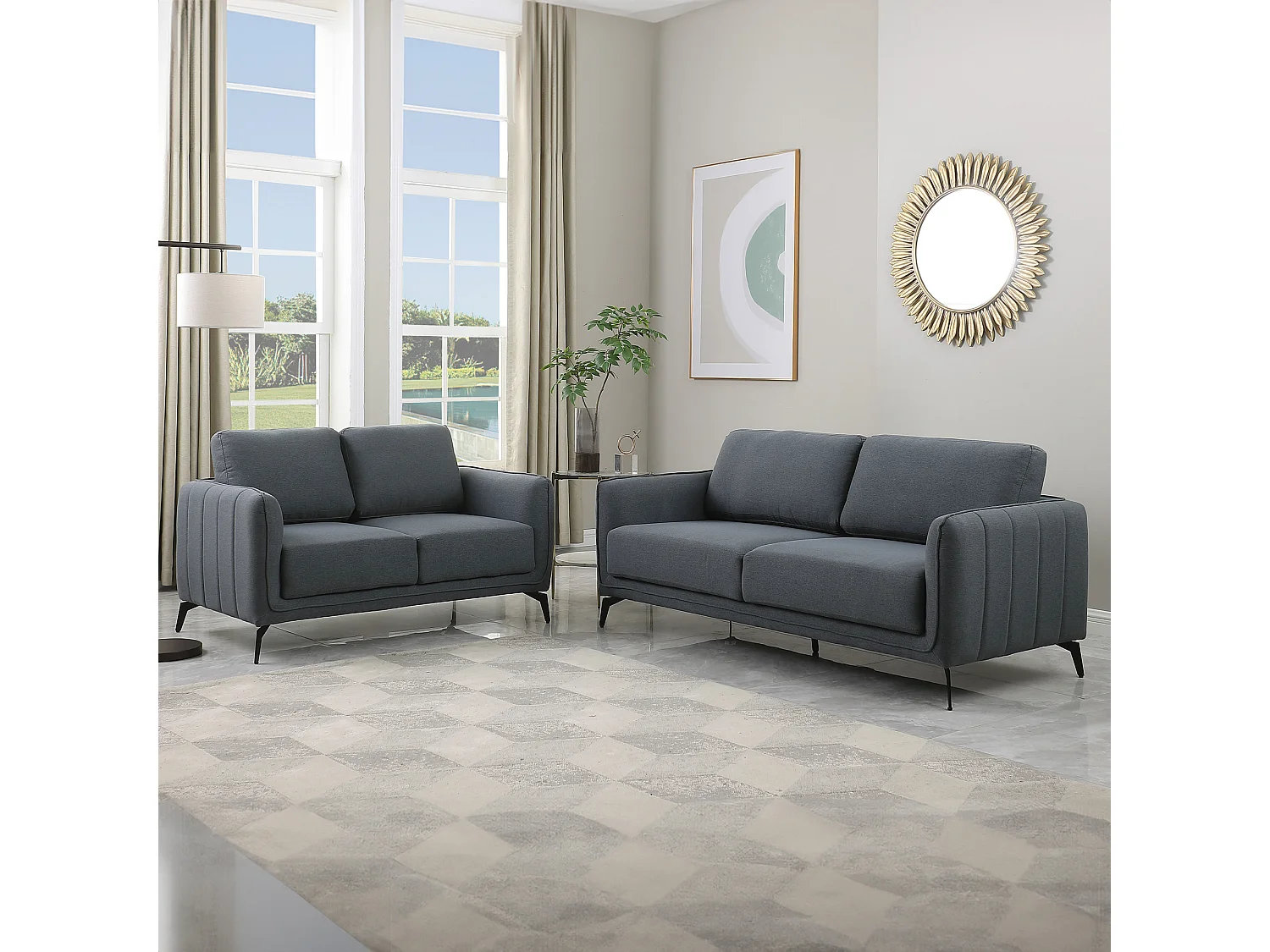 Oslo Modern Scandi Style Fabric Living Room 2+3 Seater Sofa Set