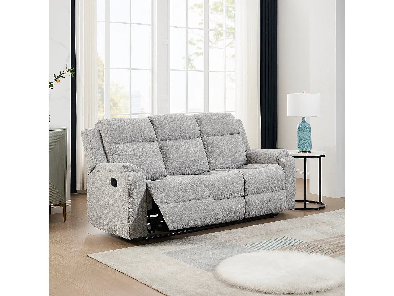 Orka 3 Seater Fabric Manual Recliner Sofa