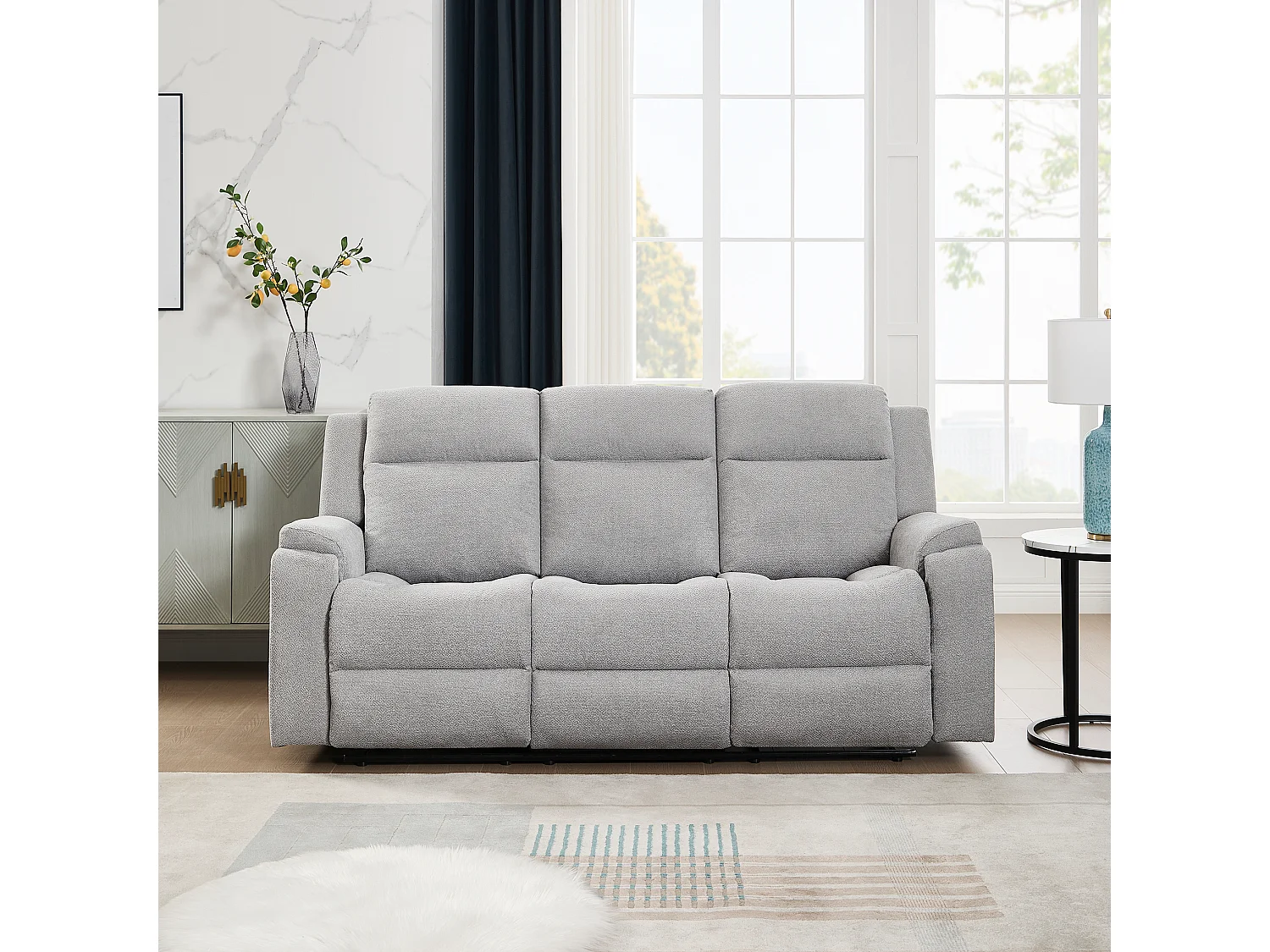 Orka 3 Seater Fabric Manual Recliner Sofa