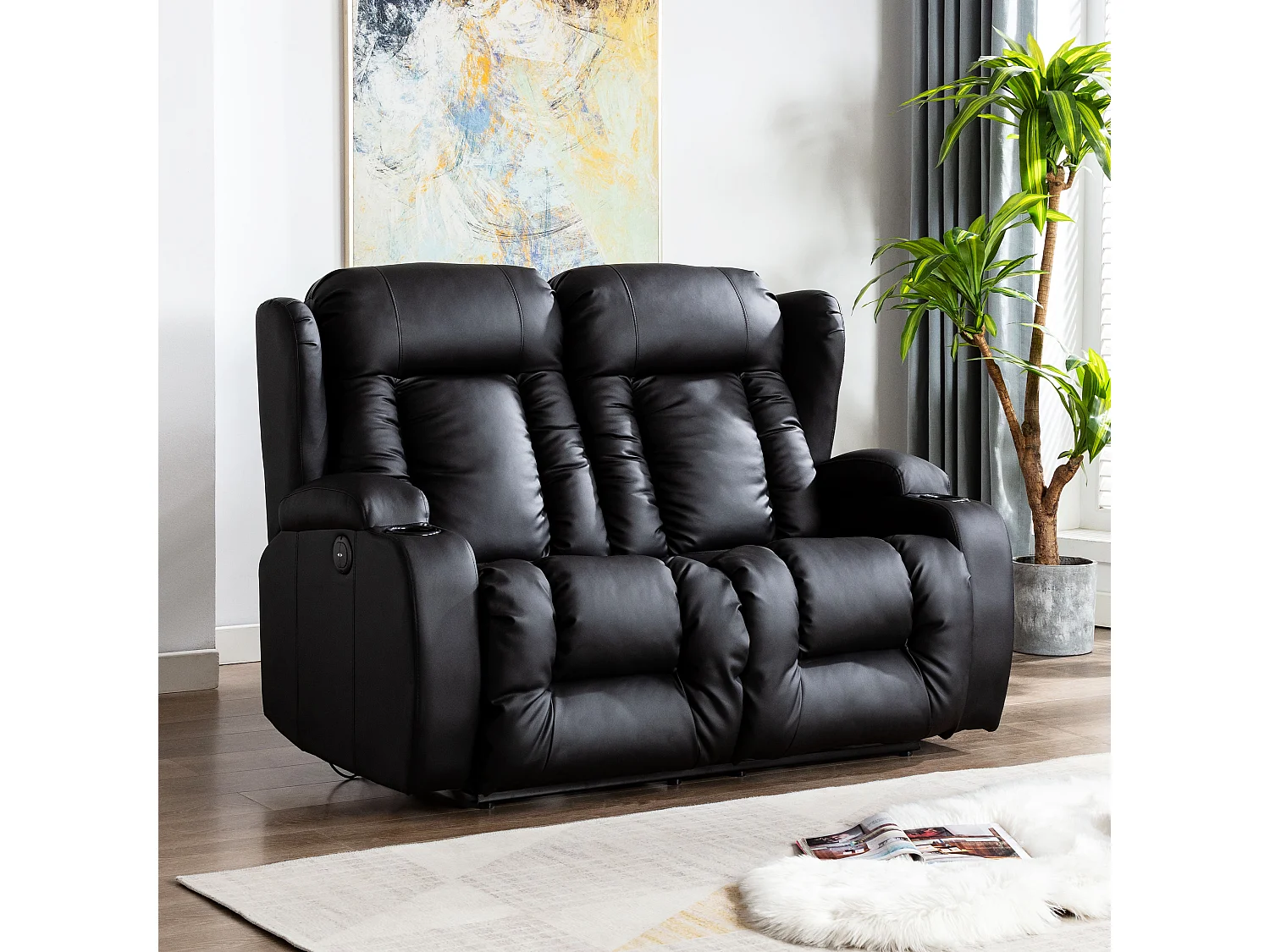 Caesar 2 Seater Electric High Back Bonded Leather Recliner Sofa