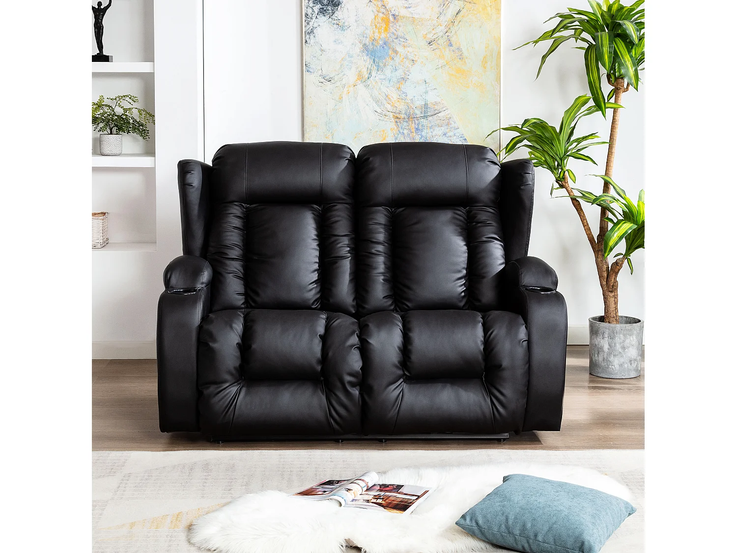 Caesar 2 Seater Electric High Back Bonded Leather Recliner Sofa