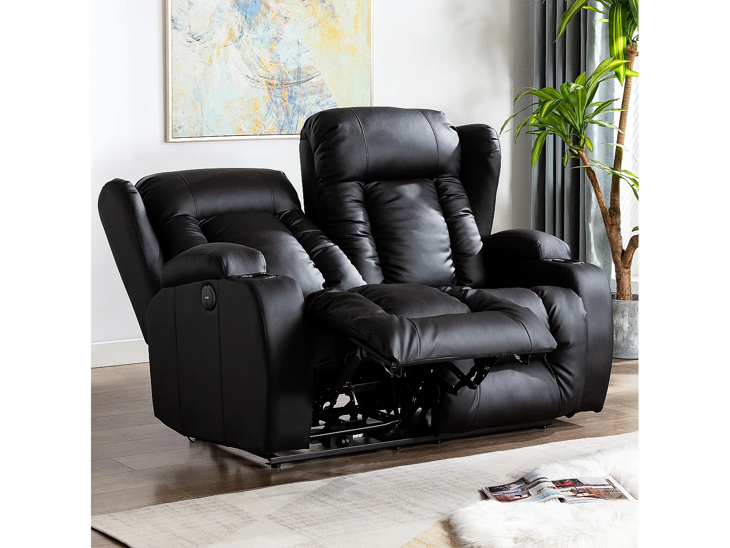 Caesar 2 Seater Electric High Back Bonded Leather Recliner Sofa