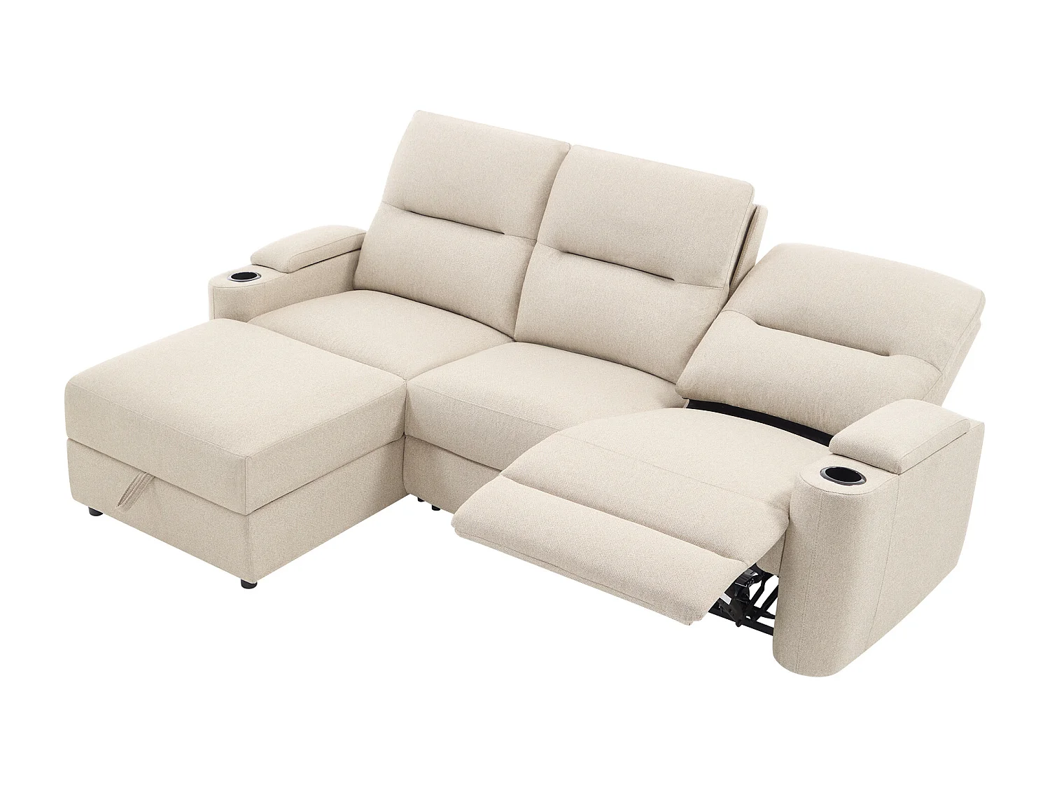 Avery 3 Seater Electric Recliner Chaise Lounge Fabric Sofa
