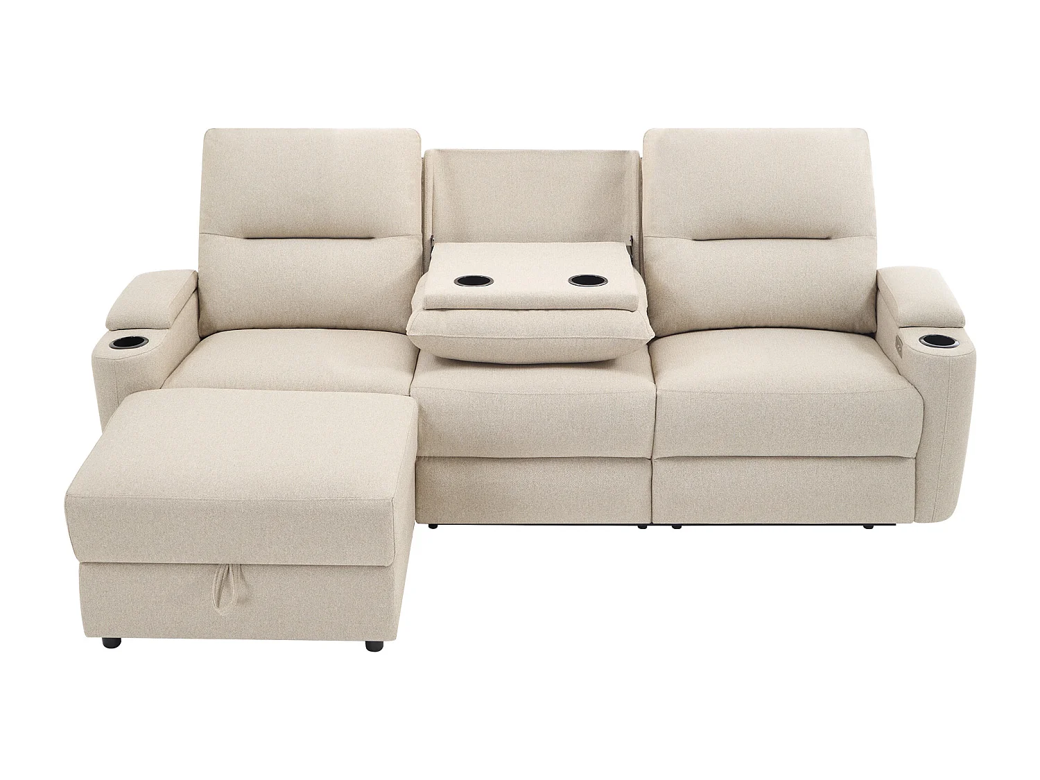 Avery 3 Seater Electric Recliner Chaise Lounge Fabric Sofa