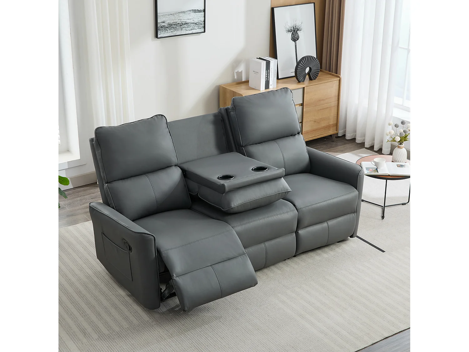 Madrid 3 Seater Manual Air Leather Recliner Sofa