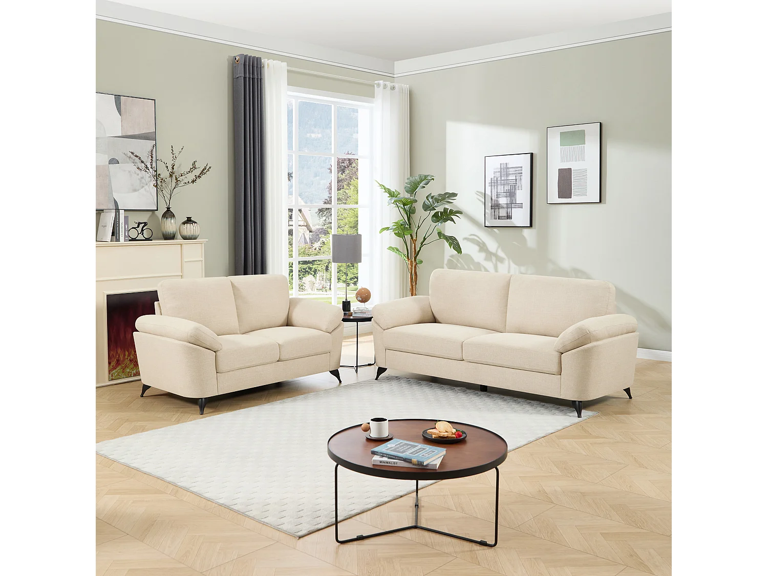 Malmo Modern Scandi Style Fabric Living Room 2+3 Seater Sofa Set