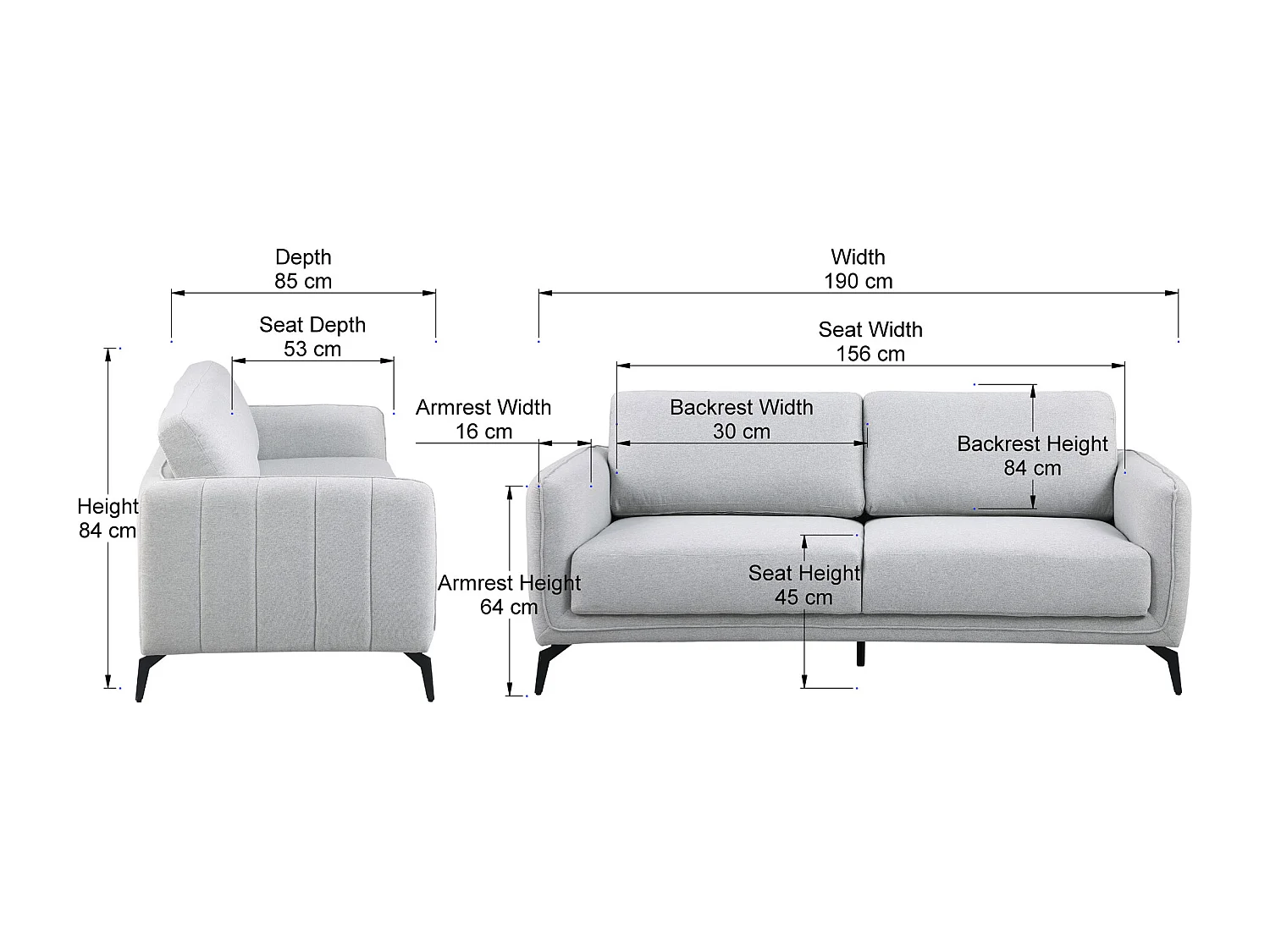 Oslo Modern Scandi Style Fabric Living Room 3 Seater Sofa