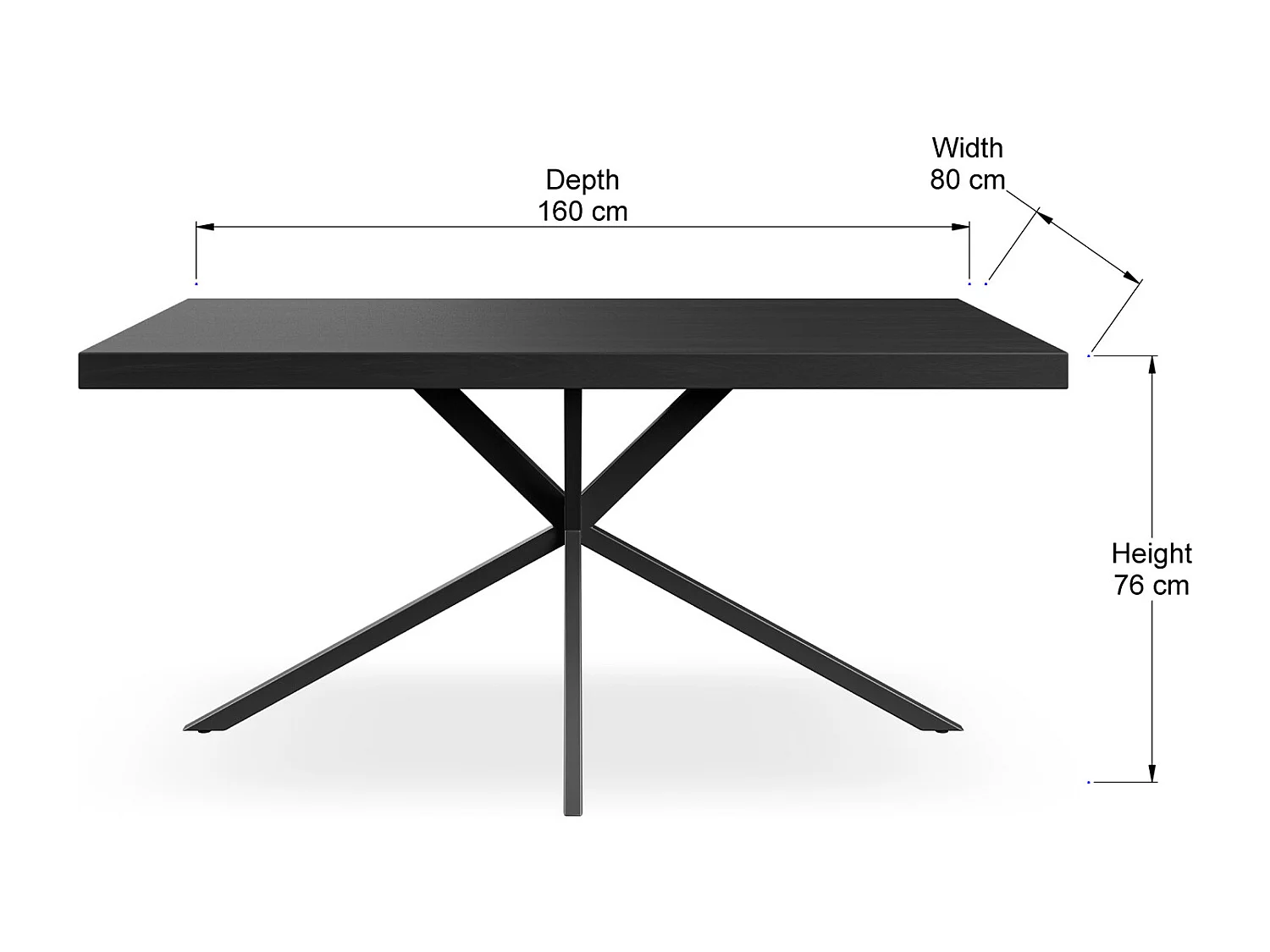 Donni 4-6 Seater Dining Table w Black Legs
