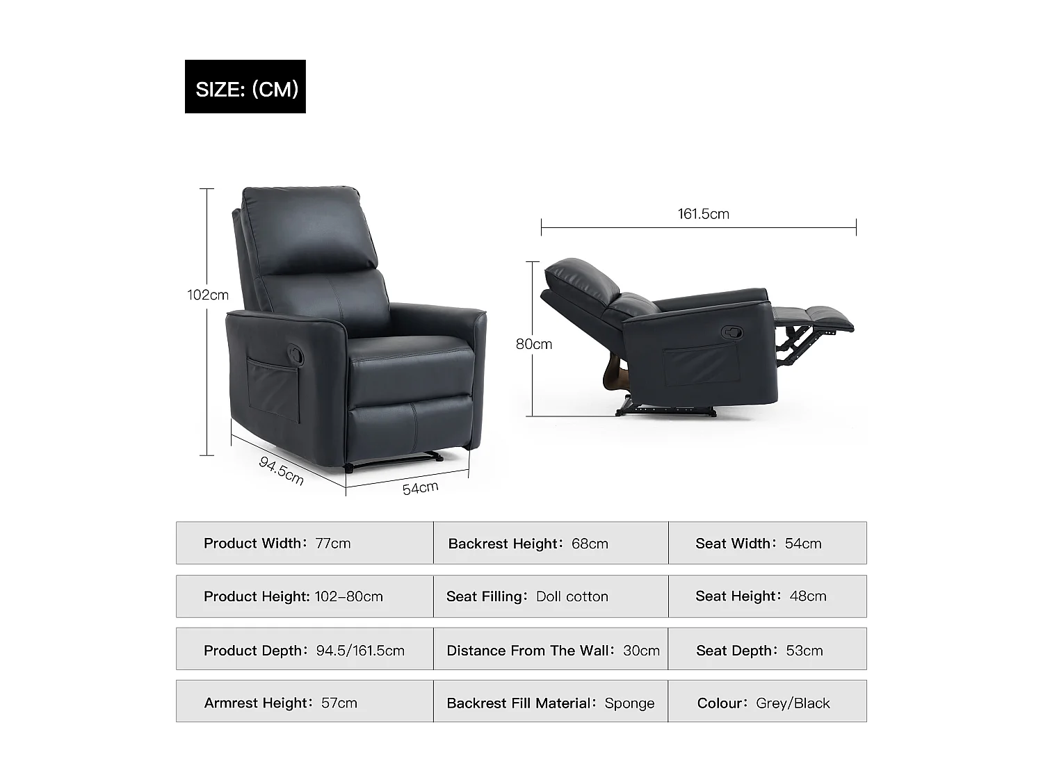 Madrid Manual Air Leather Recliner Chair