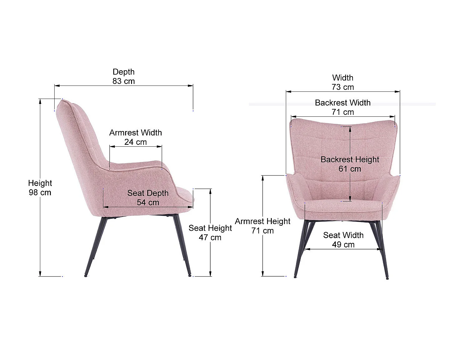 Vera Fabric Occasional Living Room Modern Accent Chair in 5 Colours
