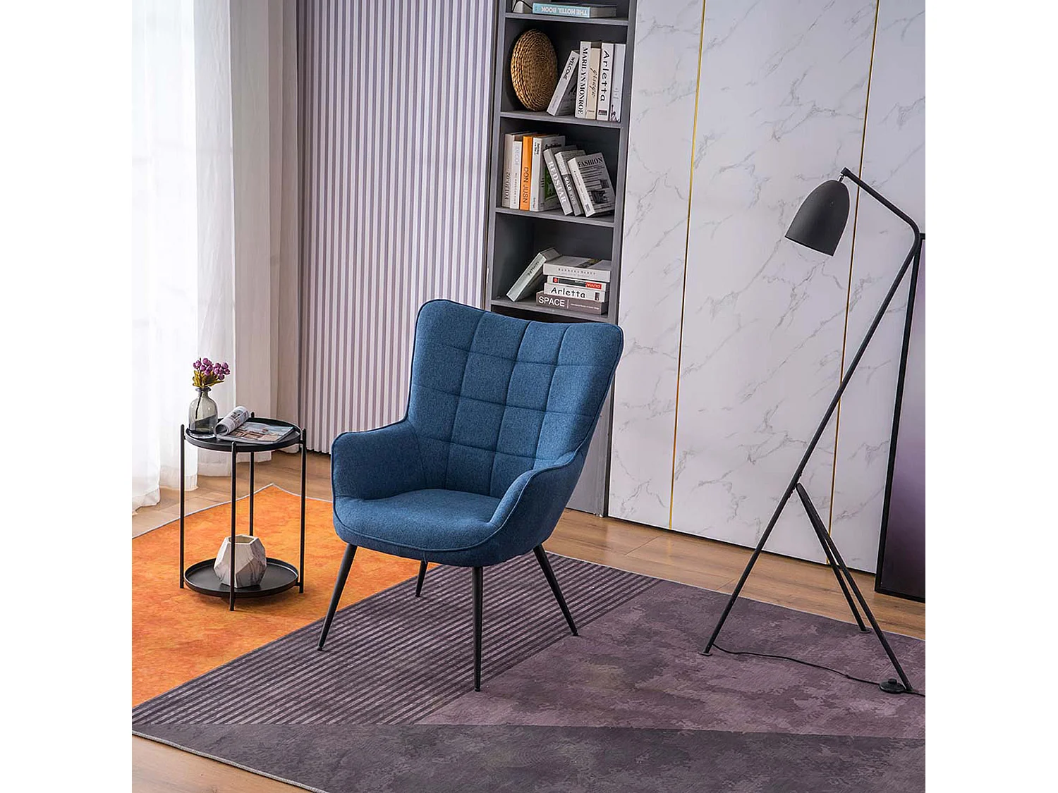 Vera Fabric Occasional Living Room Modern Accent Chair with Footstool