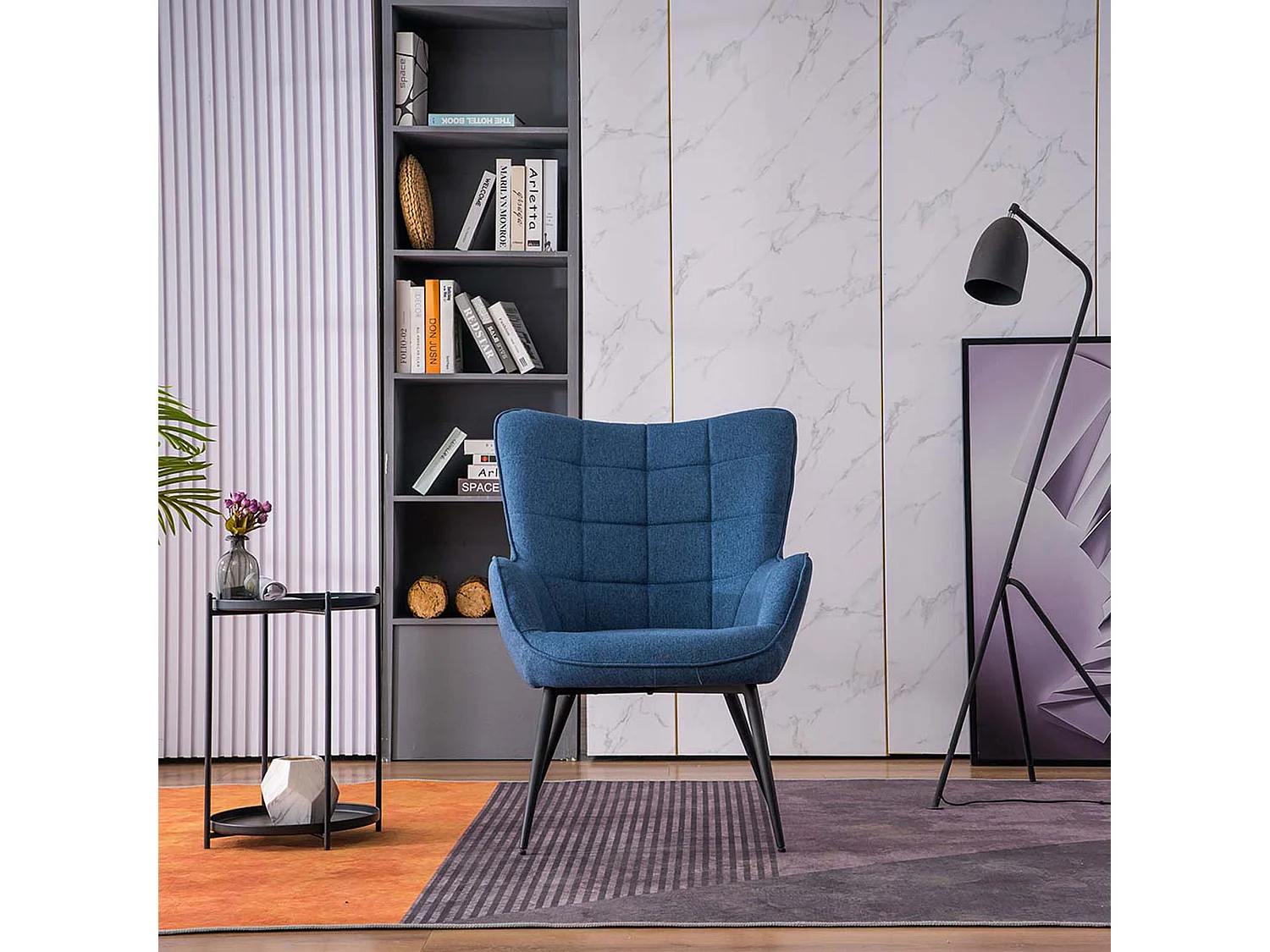 Vera Fabric Occasional Living Room Modern Accent Chair with Footstool