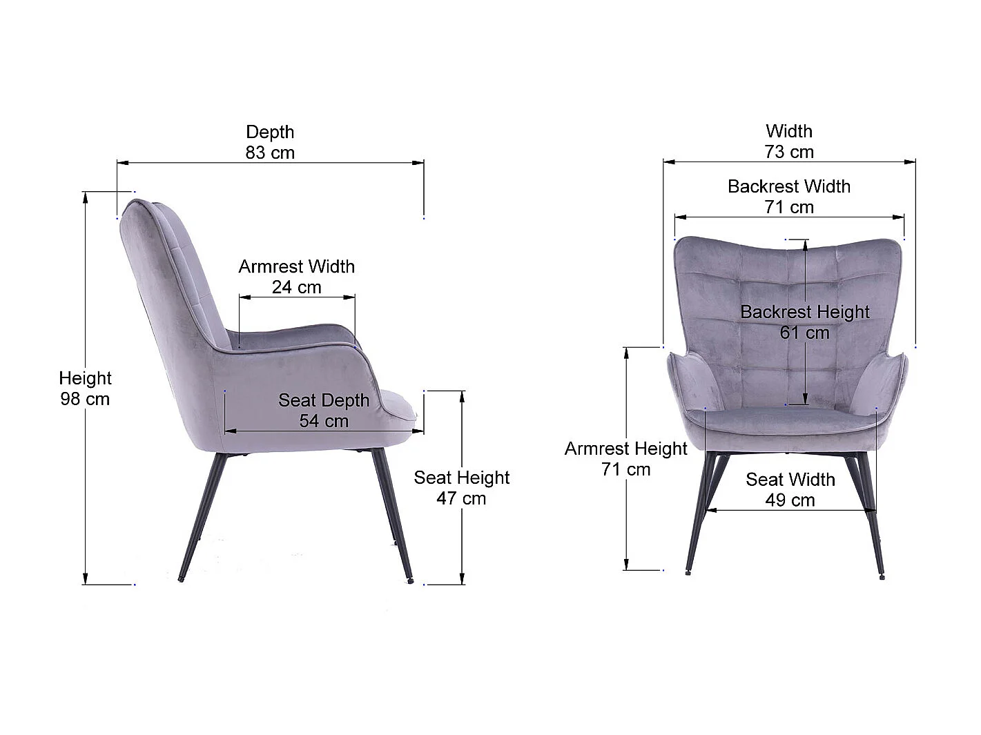 Vera Velvet Occasional Living Room Modern Accent Chair in 3 Colours