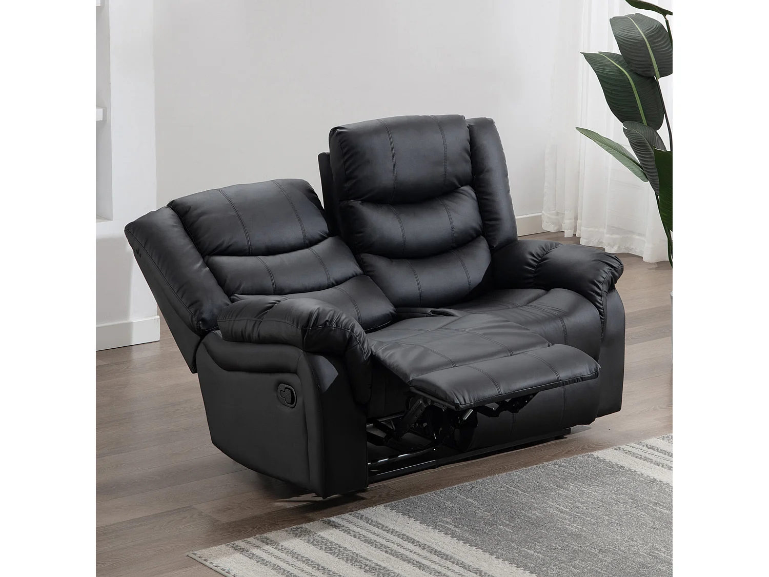 Seattle 2 Seater Manual High Back Bonded Leather Recliner Sofa