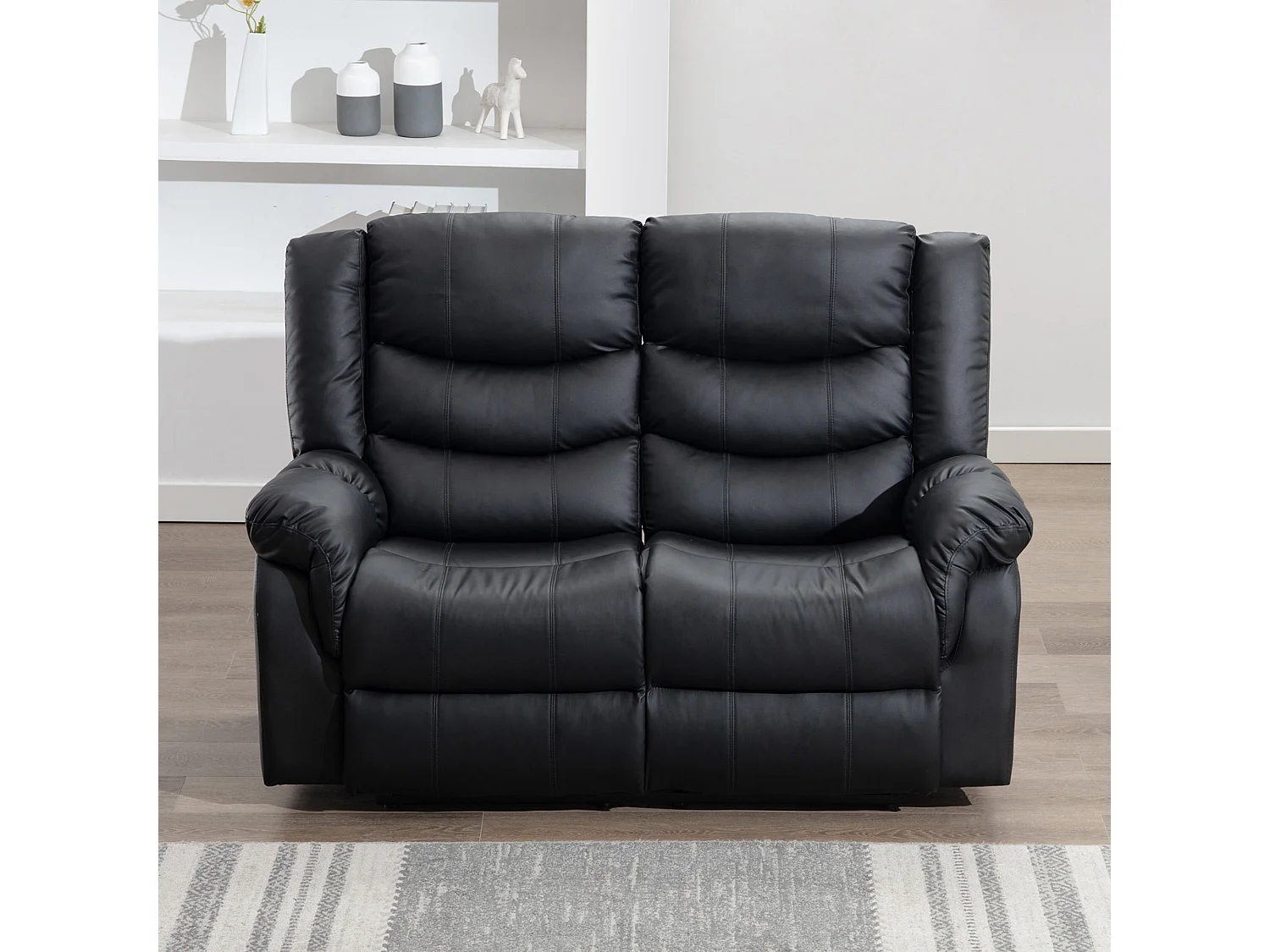 Seattle 2 Seater Manual High Back Bonded Leather Recliner Sofa