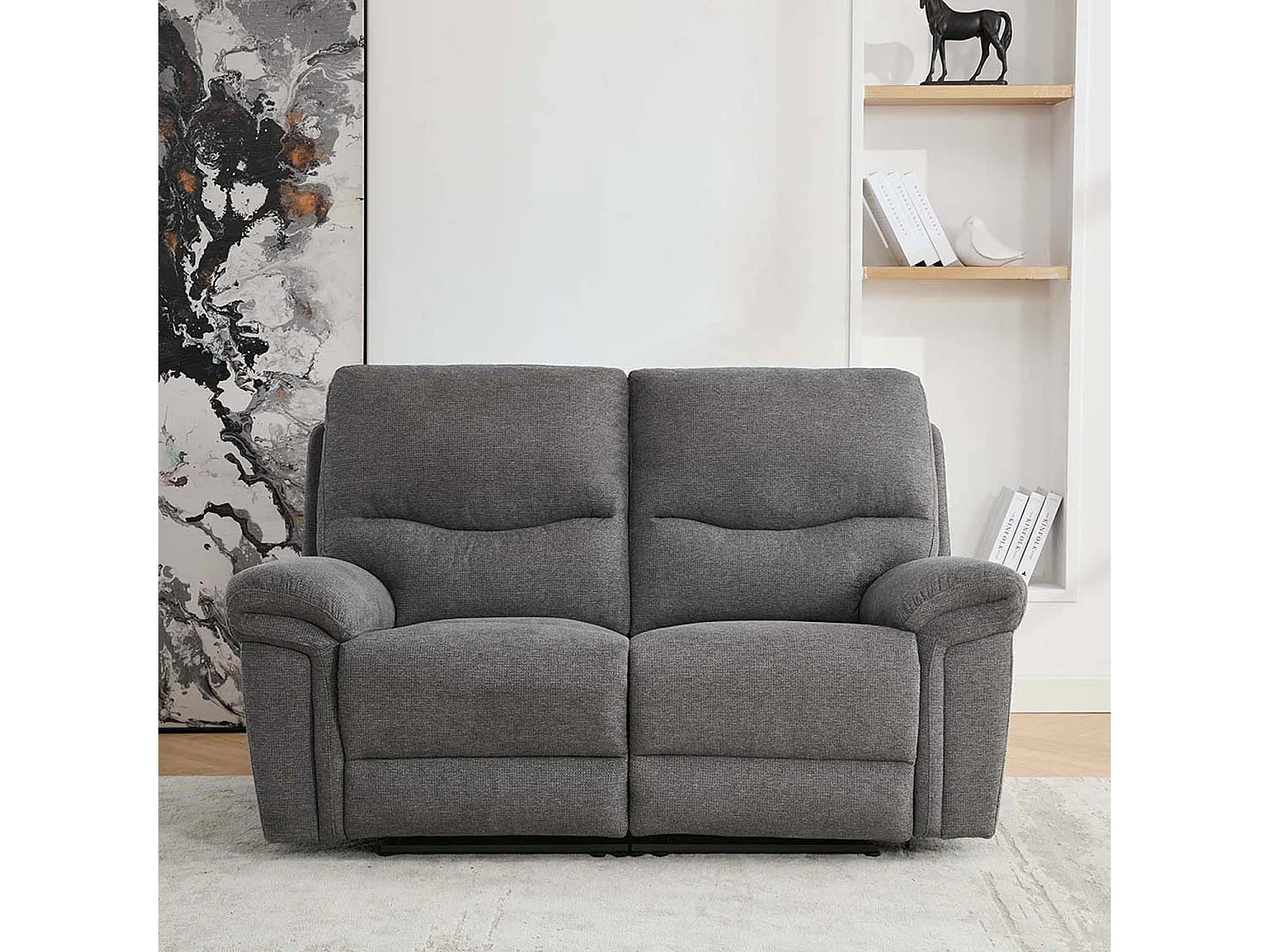 Fosse 2 Seater Manual Recliner Fabric Modern Living Sofa