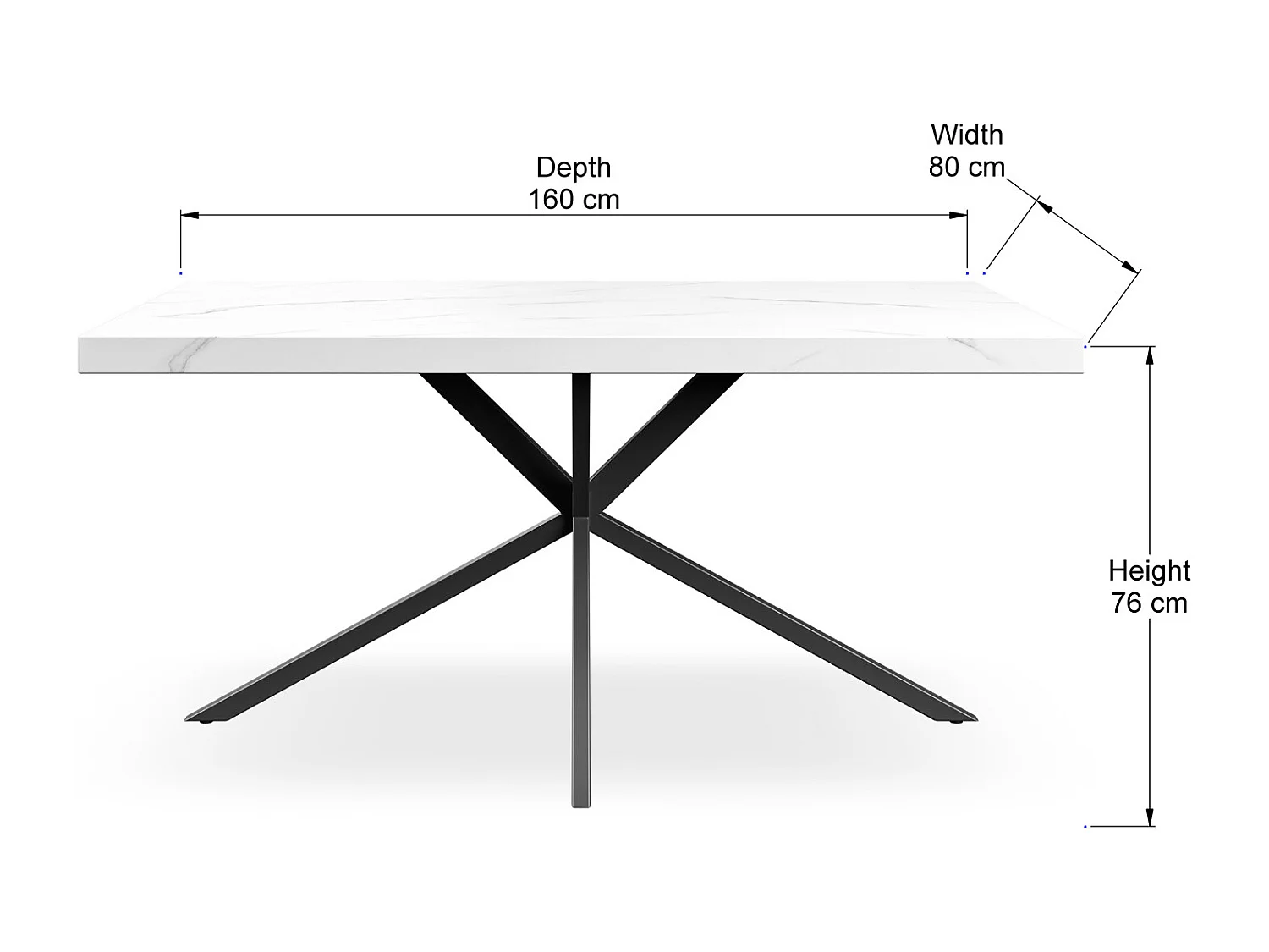 Donni 4-6 Seater Dining Table w Black Legs