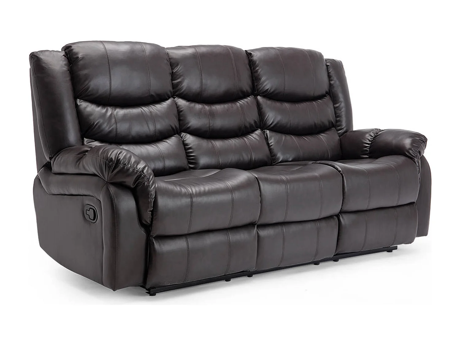 Seattle 3 Seater Manual High Back Bonded Leather Recliner Sofa