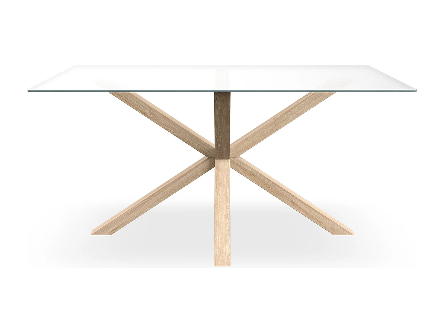 Etta 4-6 Seater Glass Dining Table w Solid Oak Legs