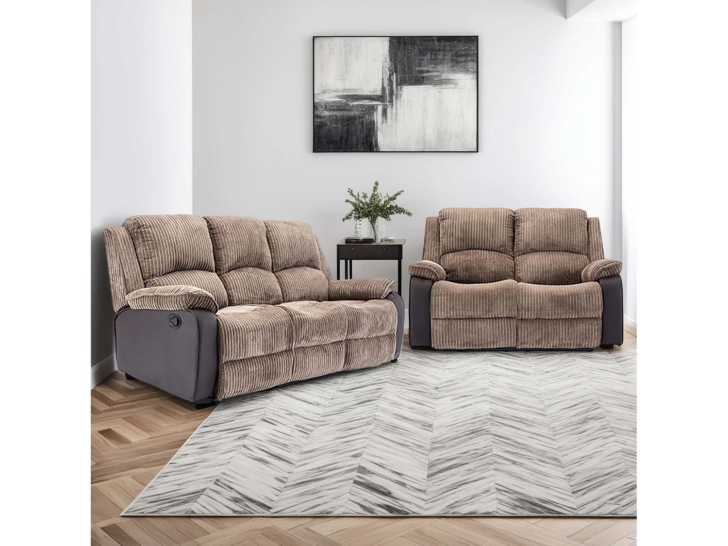 Postana Manual Recliner Bonded Leather 2+3 Seater Sofa Set