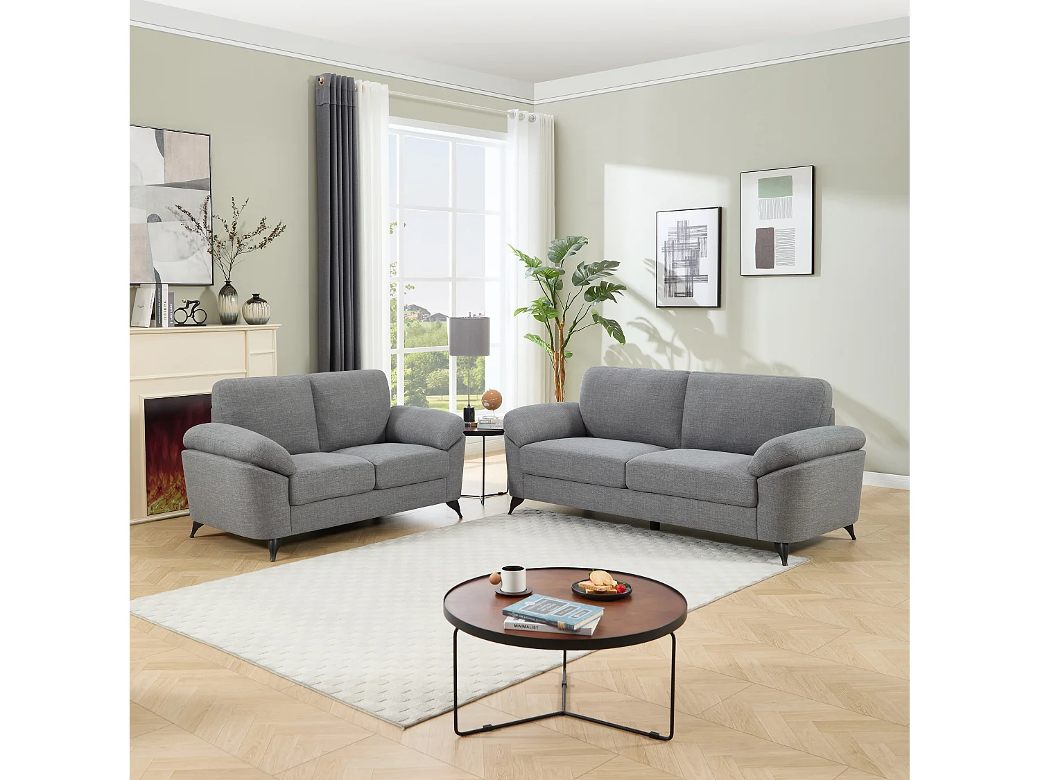 Malmo Modern Scandi Style Fabric Living Room 2+3 Seater Sofa Set