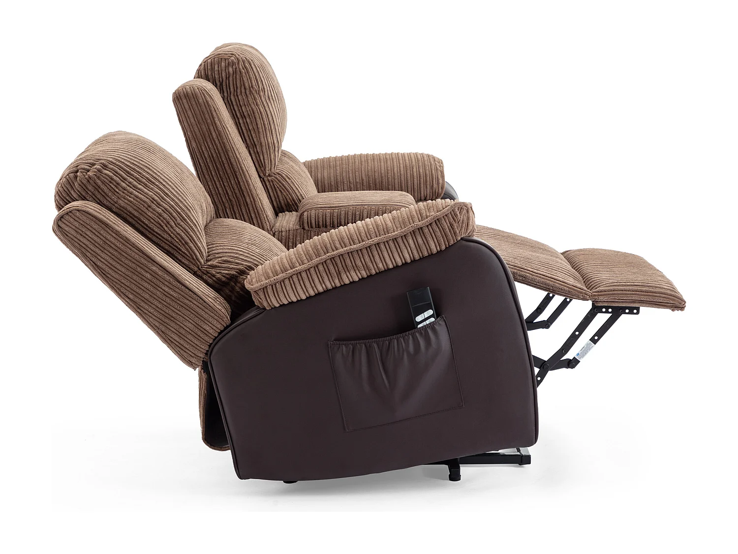 Postana Single Motor Rise Recliner 2 Seater Cord Drinks Console Sofa